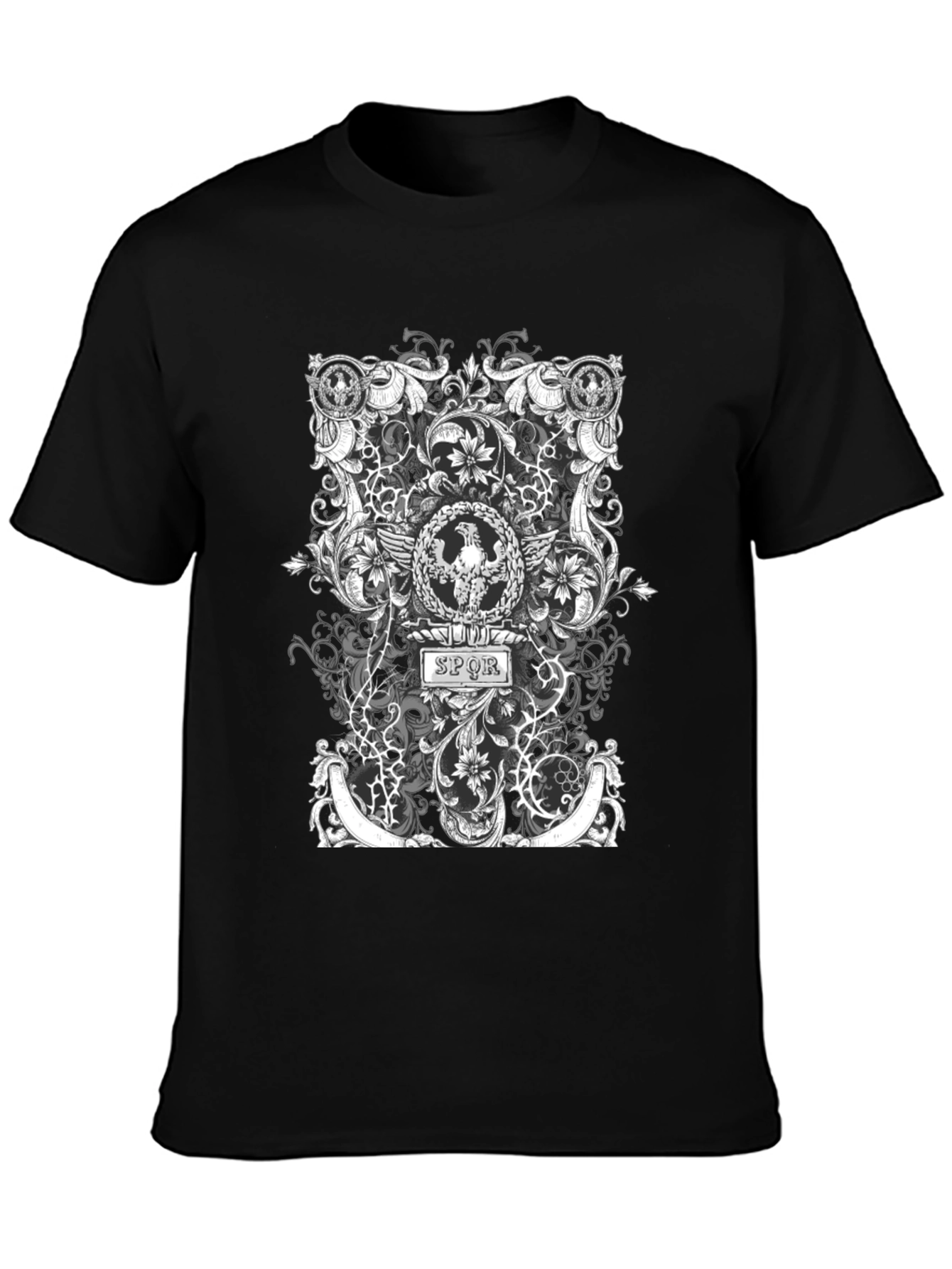 Black SPQR Roman Eagle T-Shirt - Black view 3