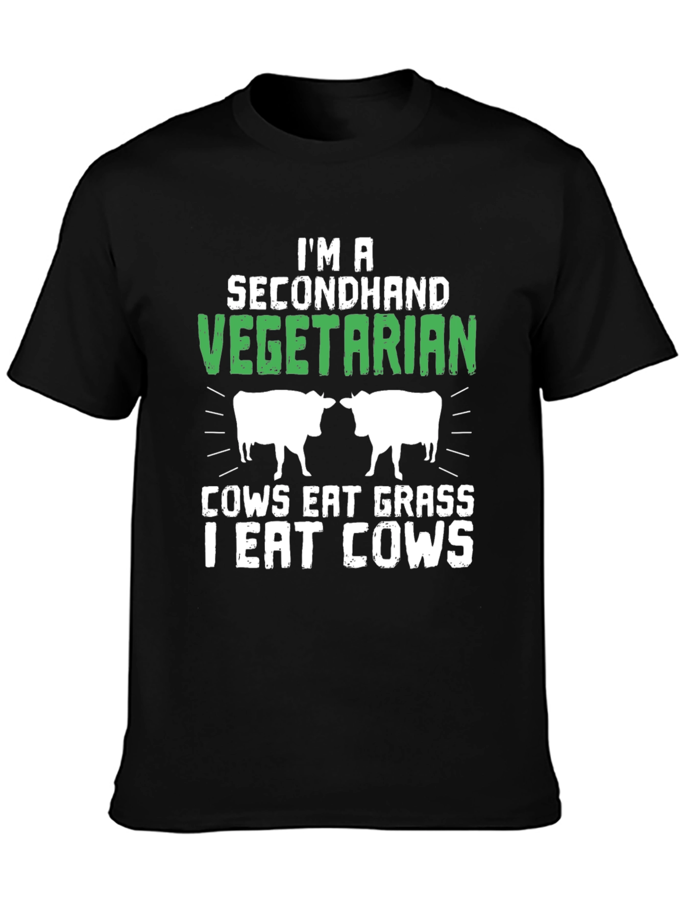 Black Secondhand Vegetarian Funny Graphic T-Shirt view 3
