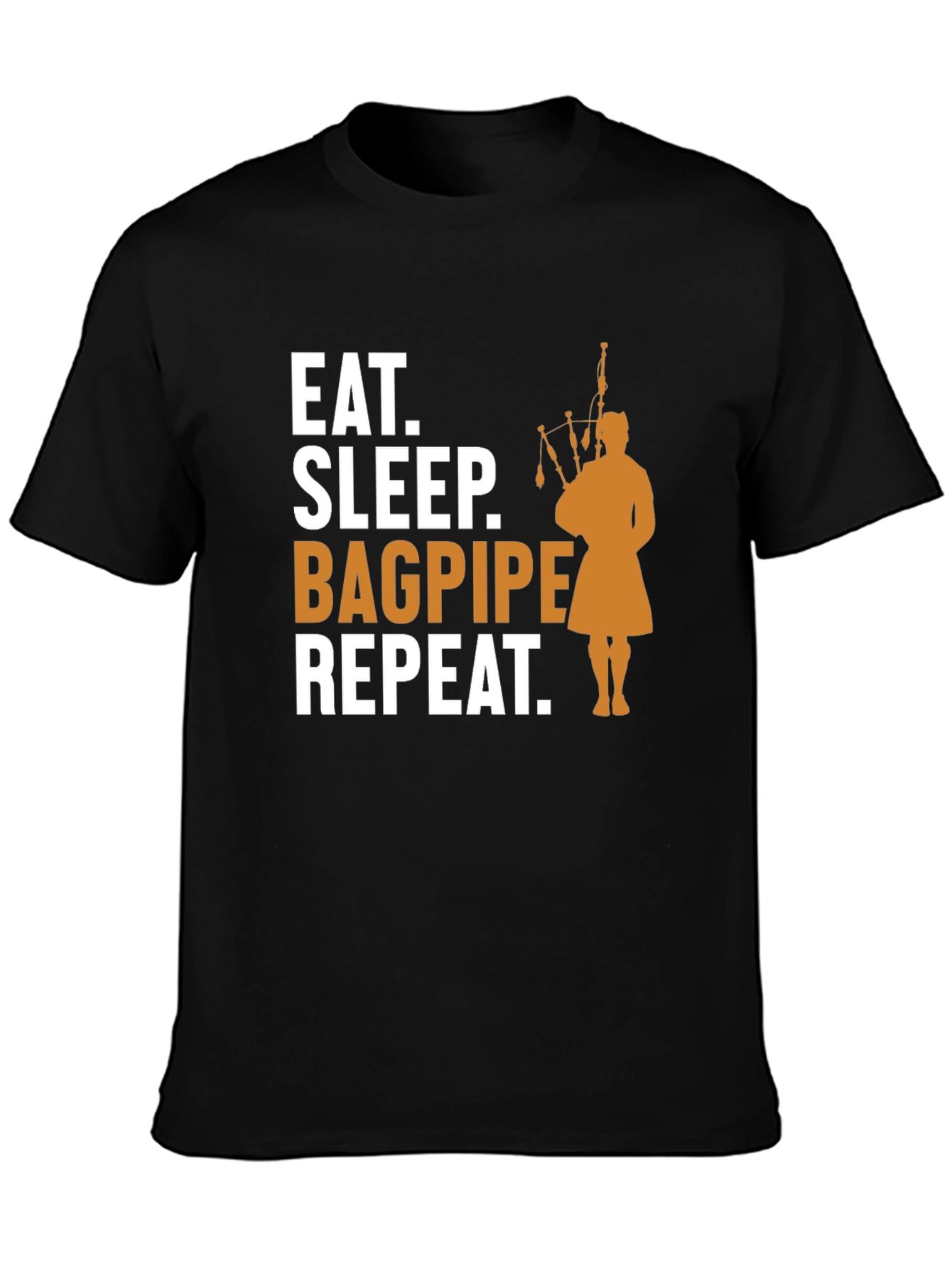 Black Eat, Sleep, Bagpipe, Repeat T-Shirt - Black view 3