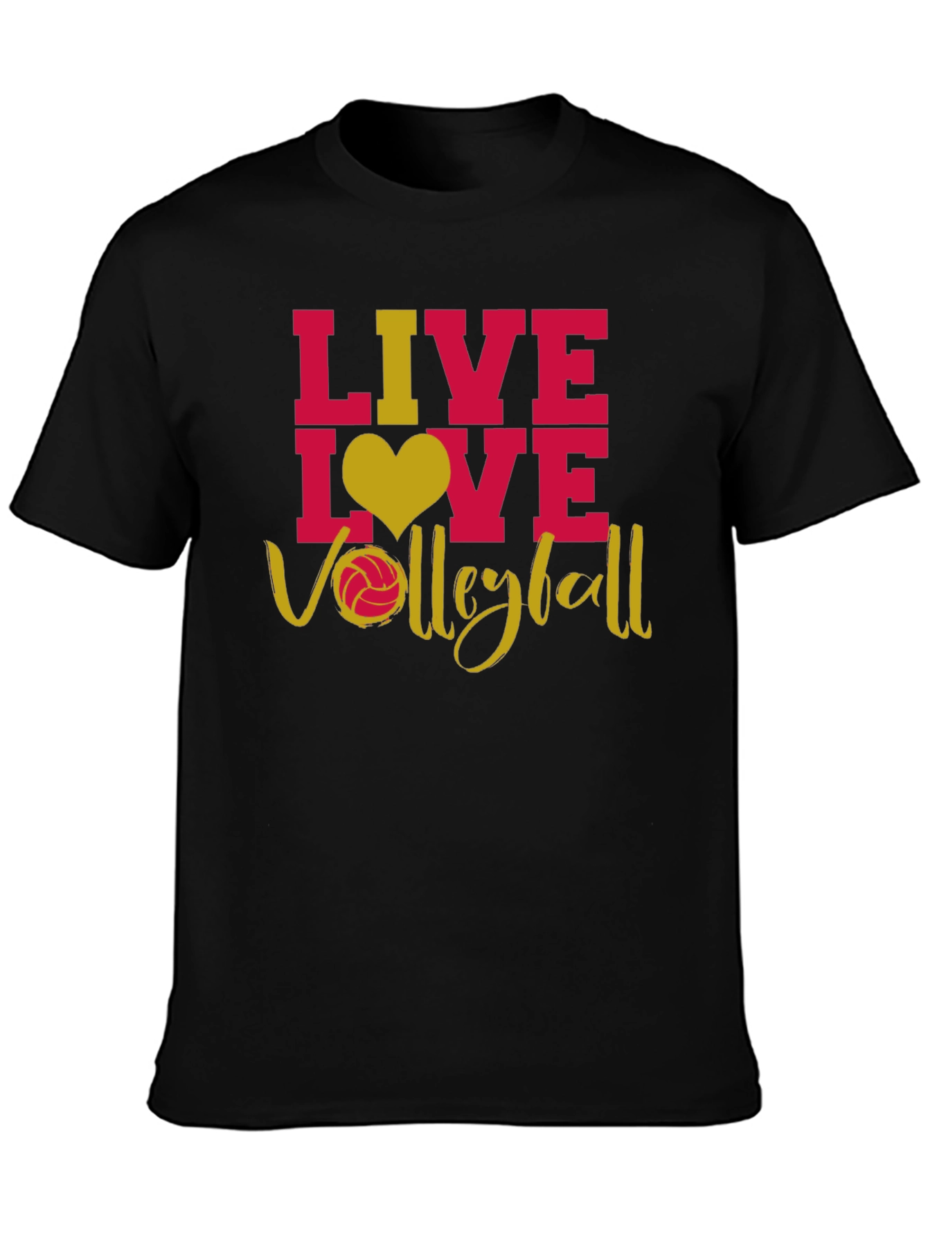 Black Live Love Volleyball Graphic T-Shirt view 3