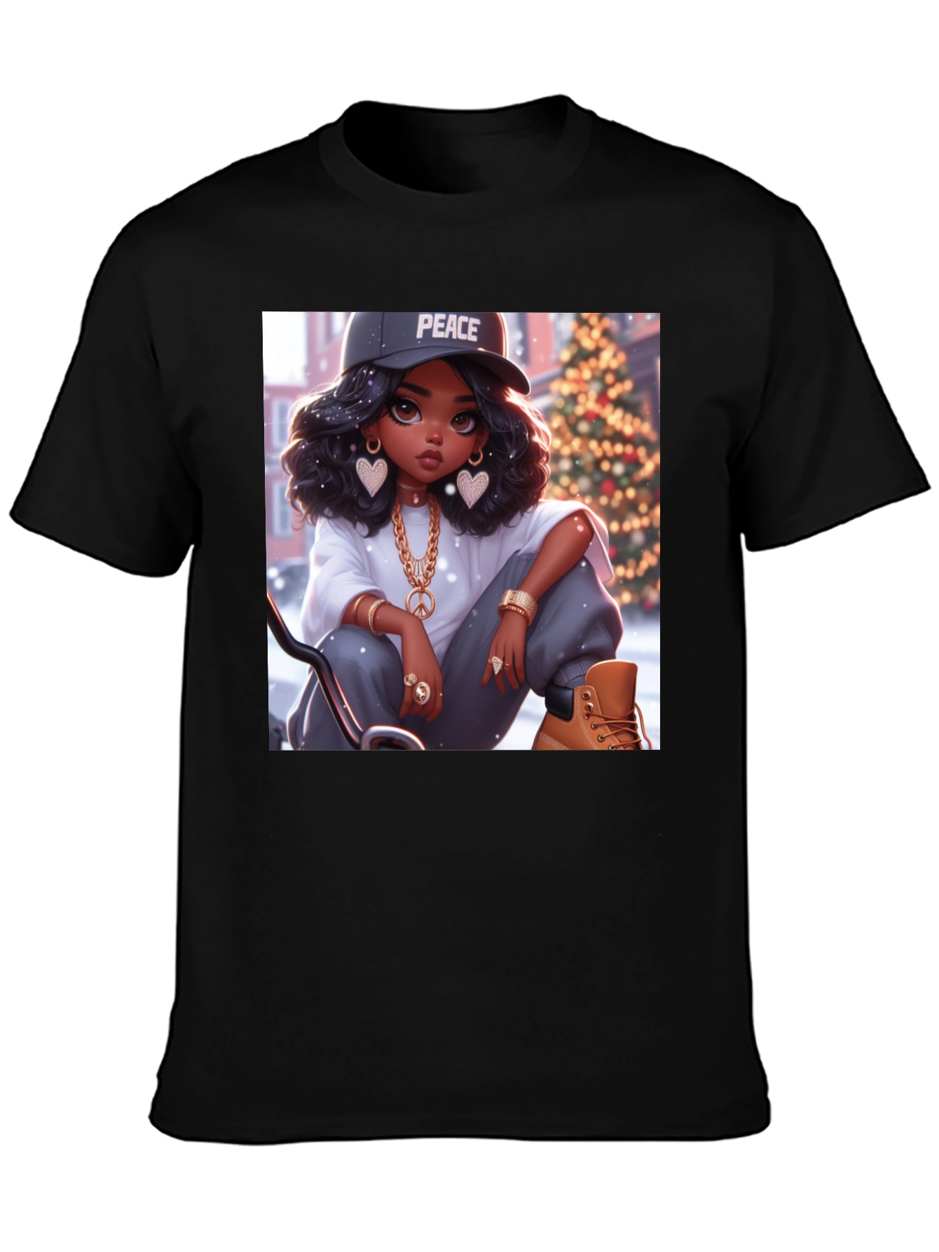 Black Peace Girl Black T-Shirt view 3