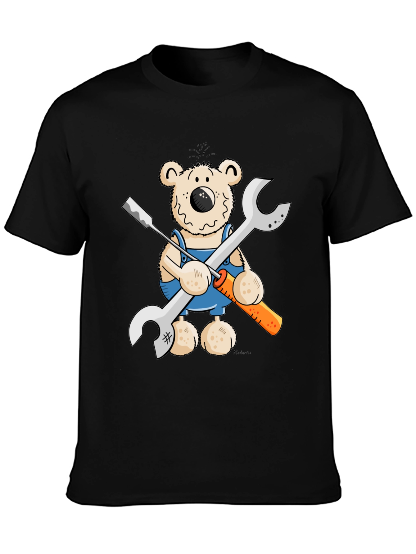 Black Mechanic Bear Graphic T-Shirt view 3