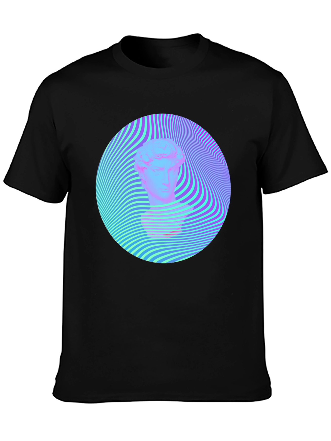 Black Vaporwave Statue Head Tee - Retro Aesthetic Shirt view 3