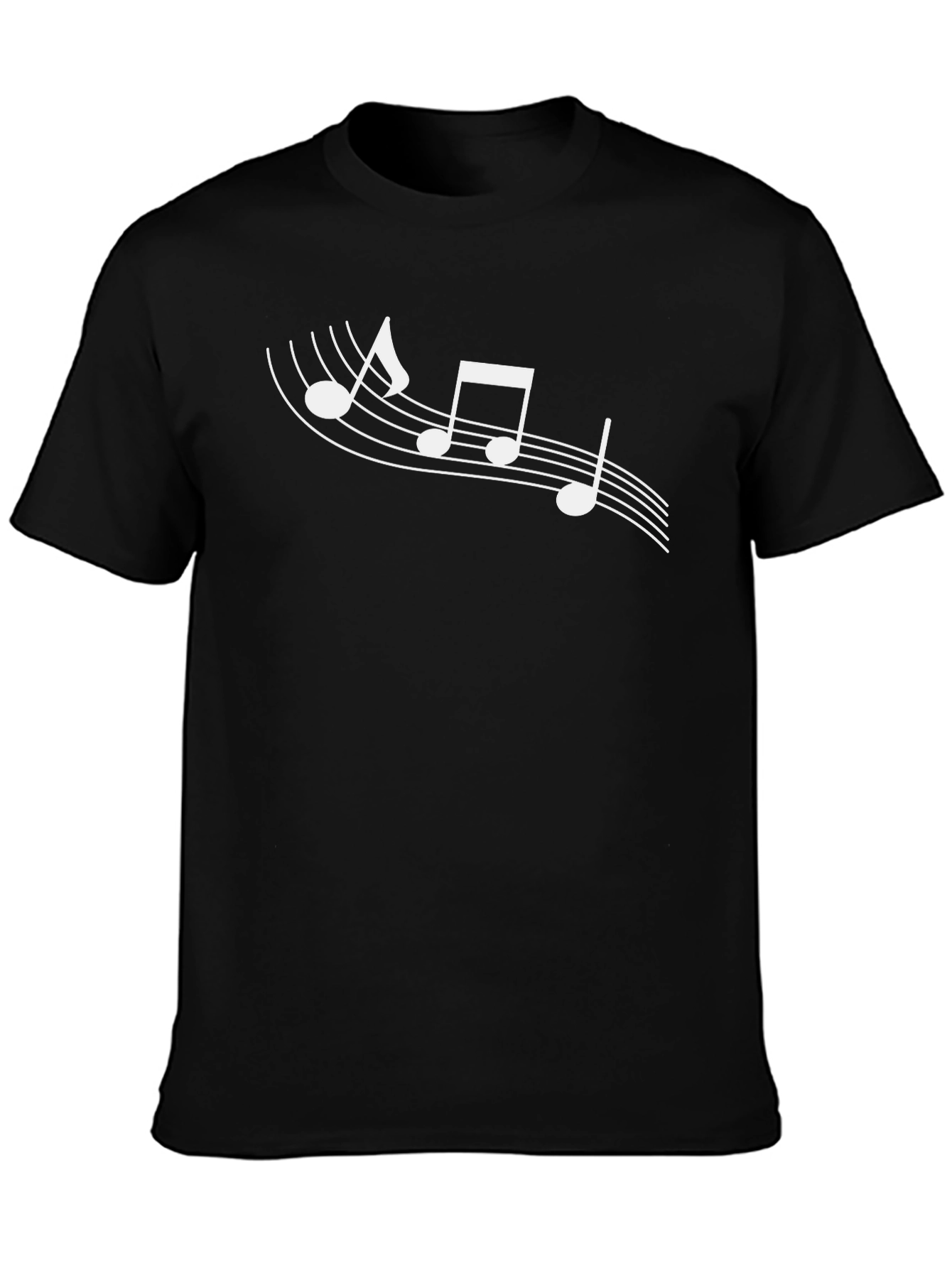 Black Musical Notes Graphic Tee - Black Cotton T-Shirt view 3