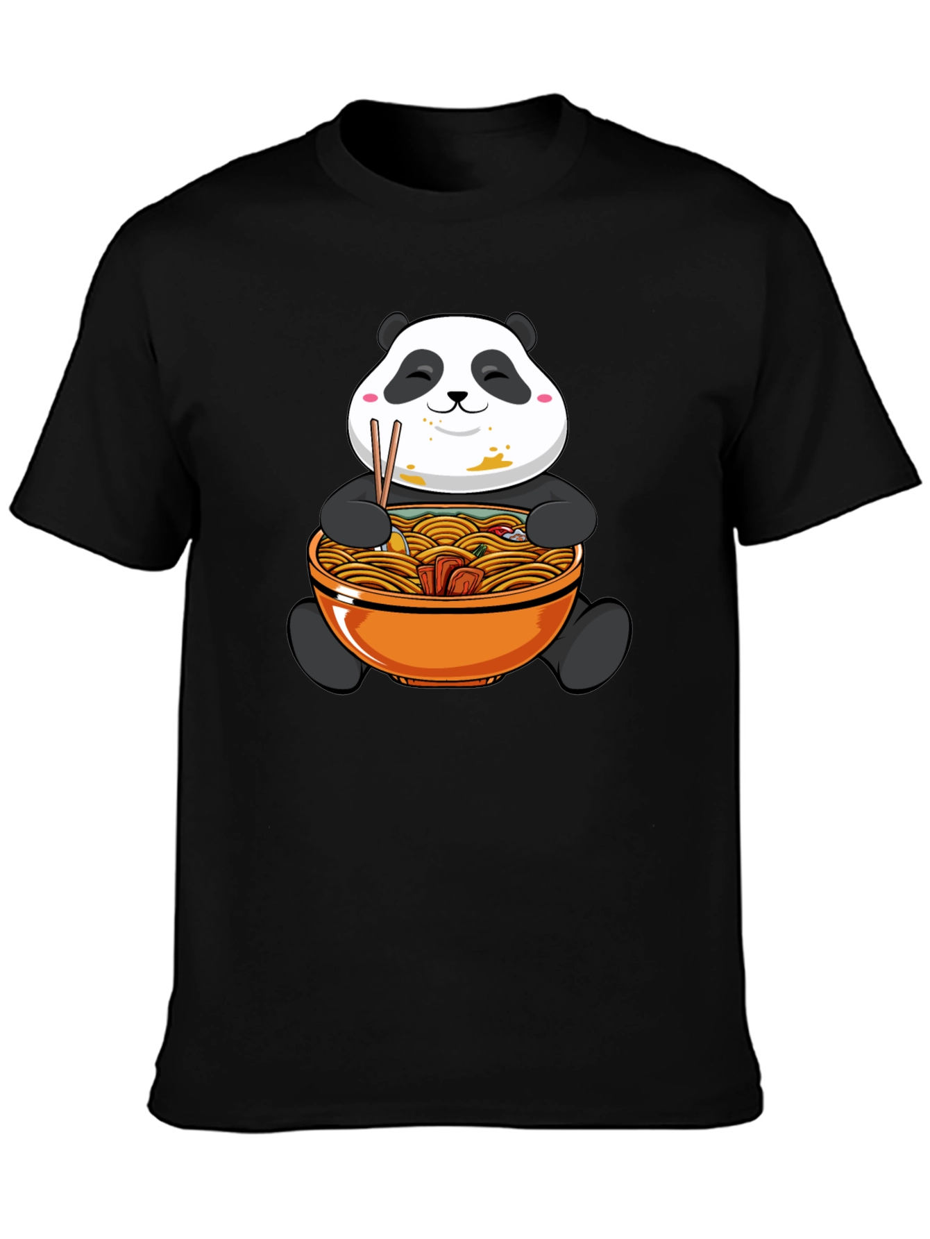 Black Panda Ramen Graphic Tee - Black Cotton Comfort view 3