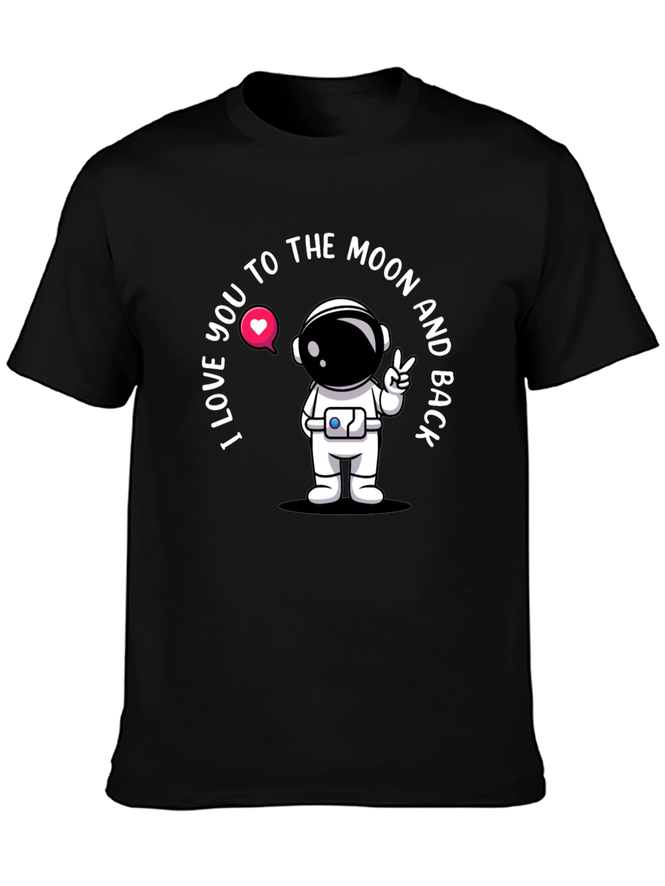 Black I Love You To The Moon Astronaut Black T-Shirt view 3