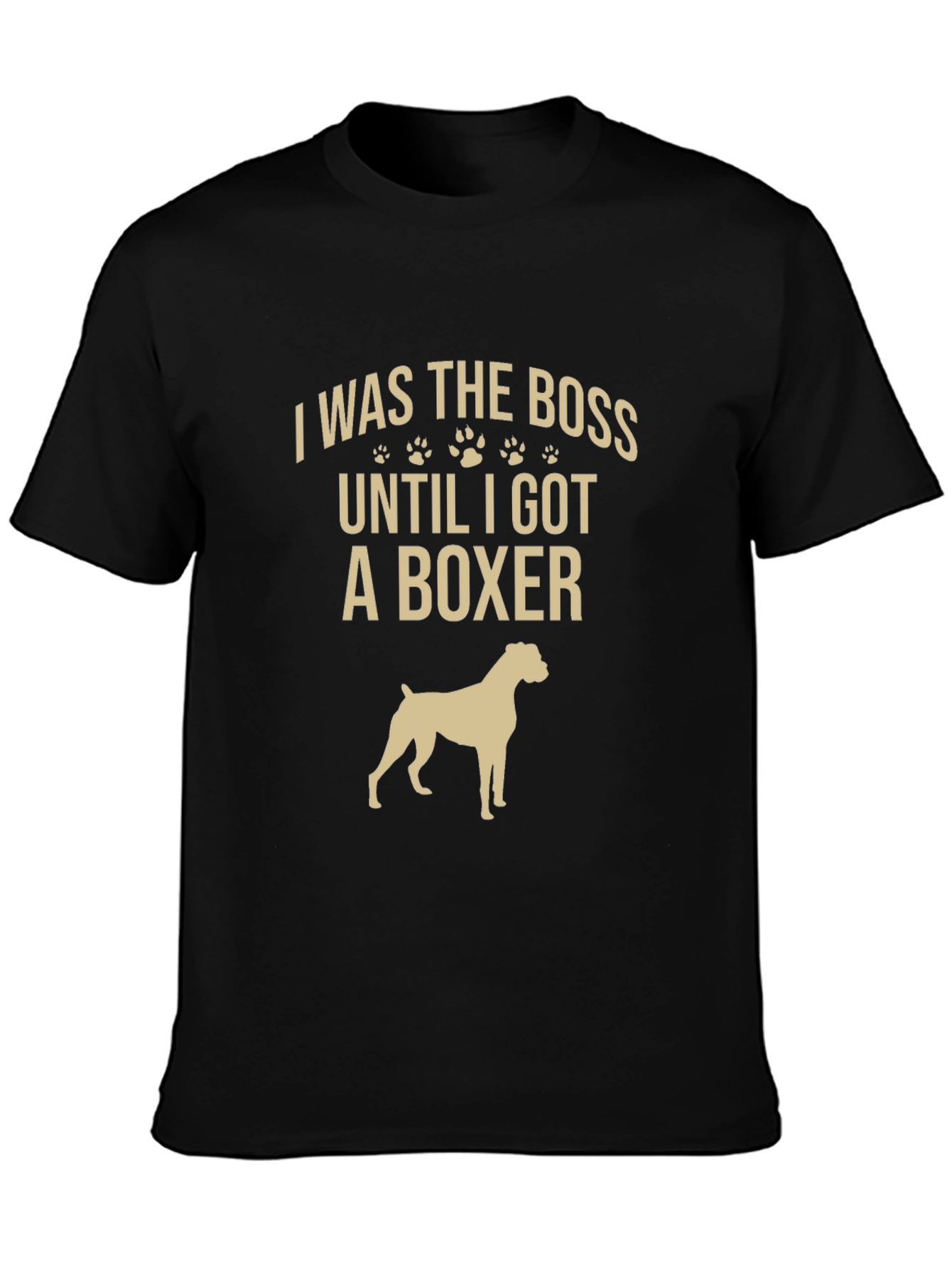Black I Was The Boss Boxer Dog Black T-Shirt view 3