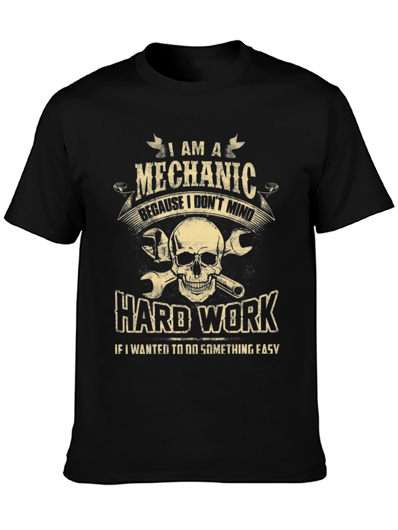 Black Mechanic Skull T-Shirt - Hard Work Apparel view 3