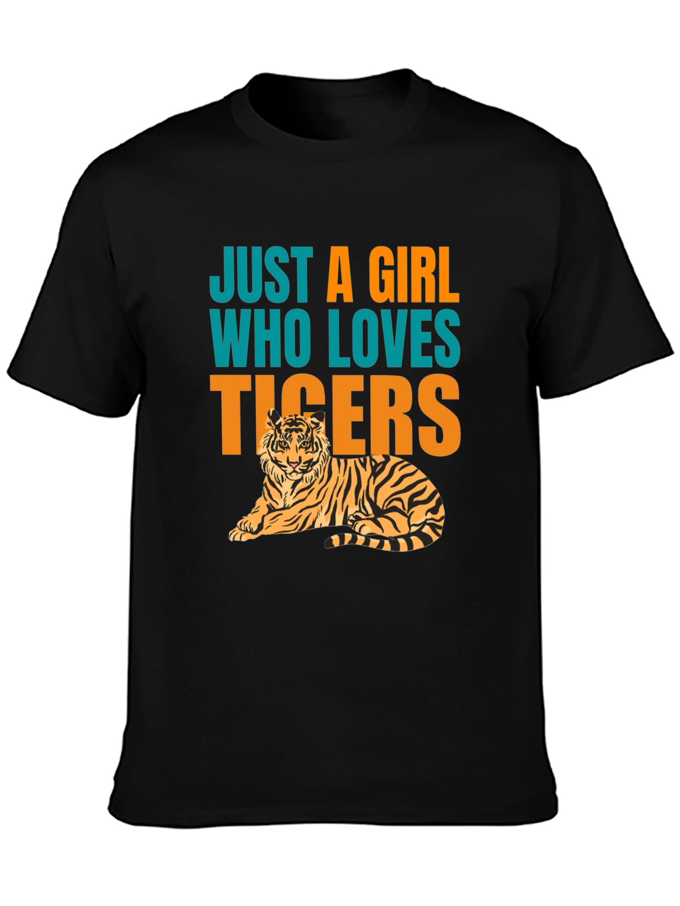 Black Just A Girl Who Loves Tigers T-Shirt view 3