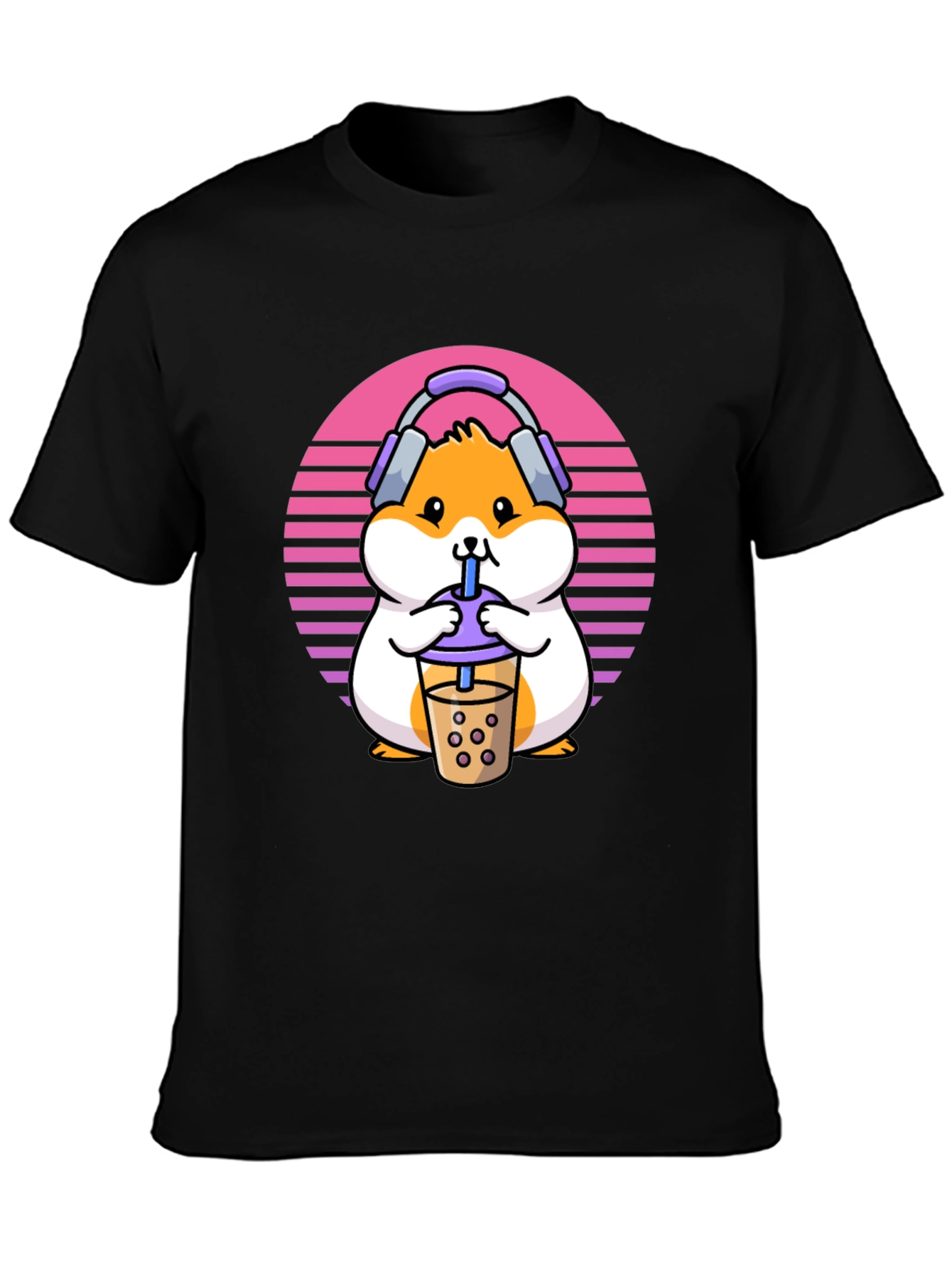 Black Hamster Bubble Tea T-Shirt - Cute Kawaii Design view 3