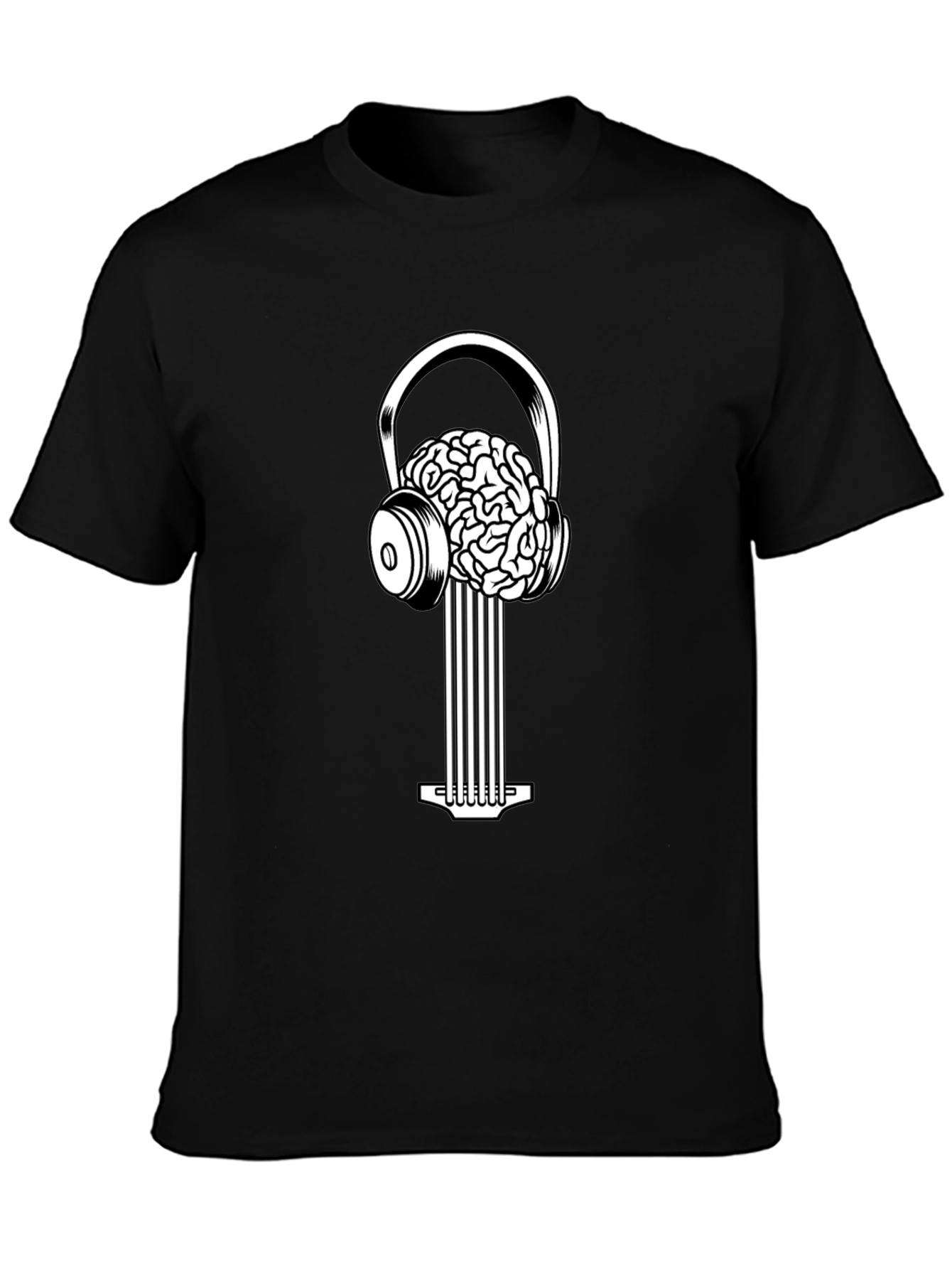 Black Brain Music T-Shirt - Unique Graphic Tee view 3