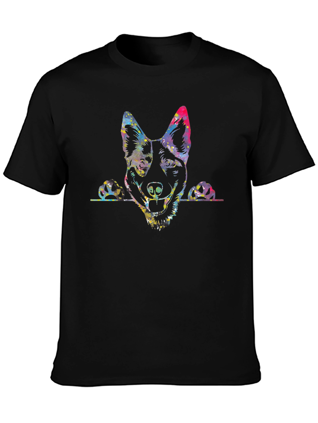 Black Dog Portrait Men's Black Graphic T-Shirt view 3