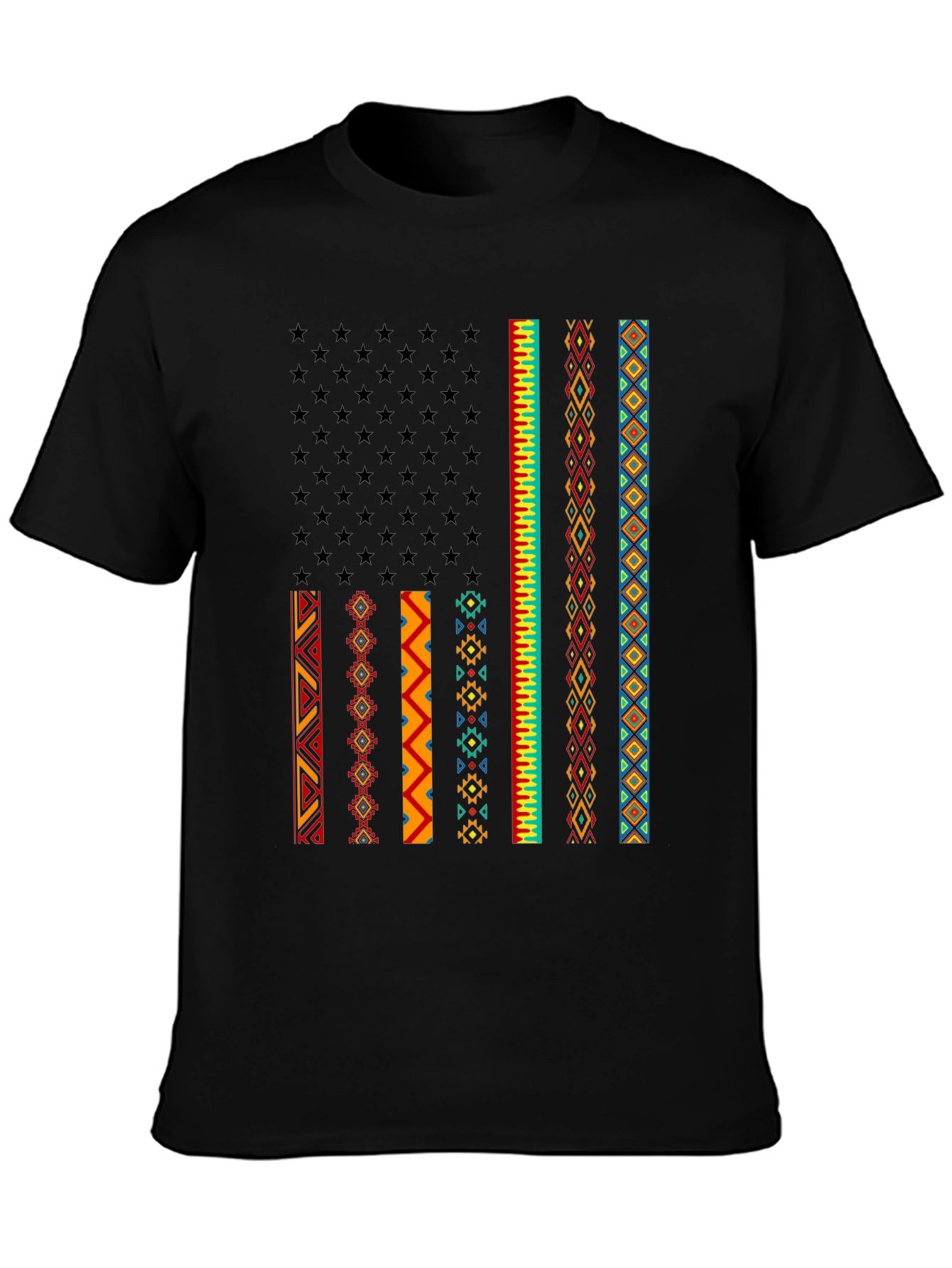 Black Aztec American Flag Graphic Tee view 3