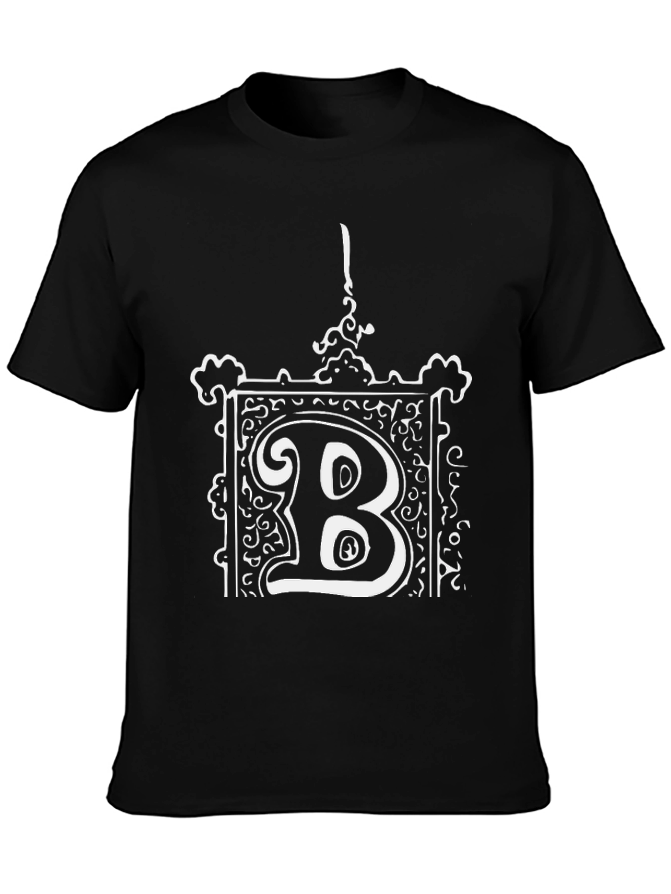 Ornate "B" Graphic Tee - Black Cotton Blend - 3