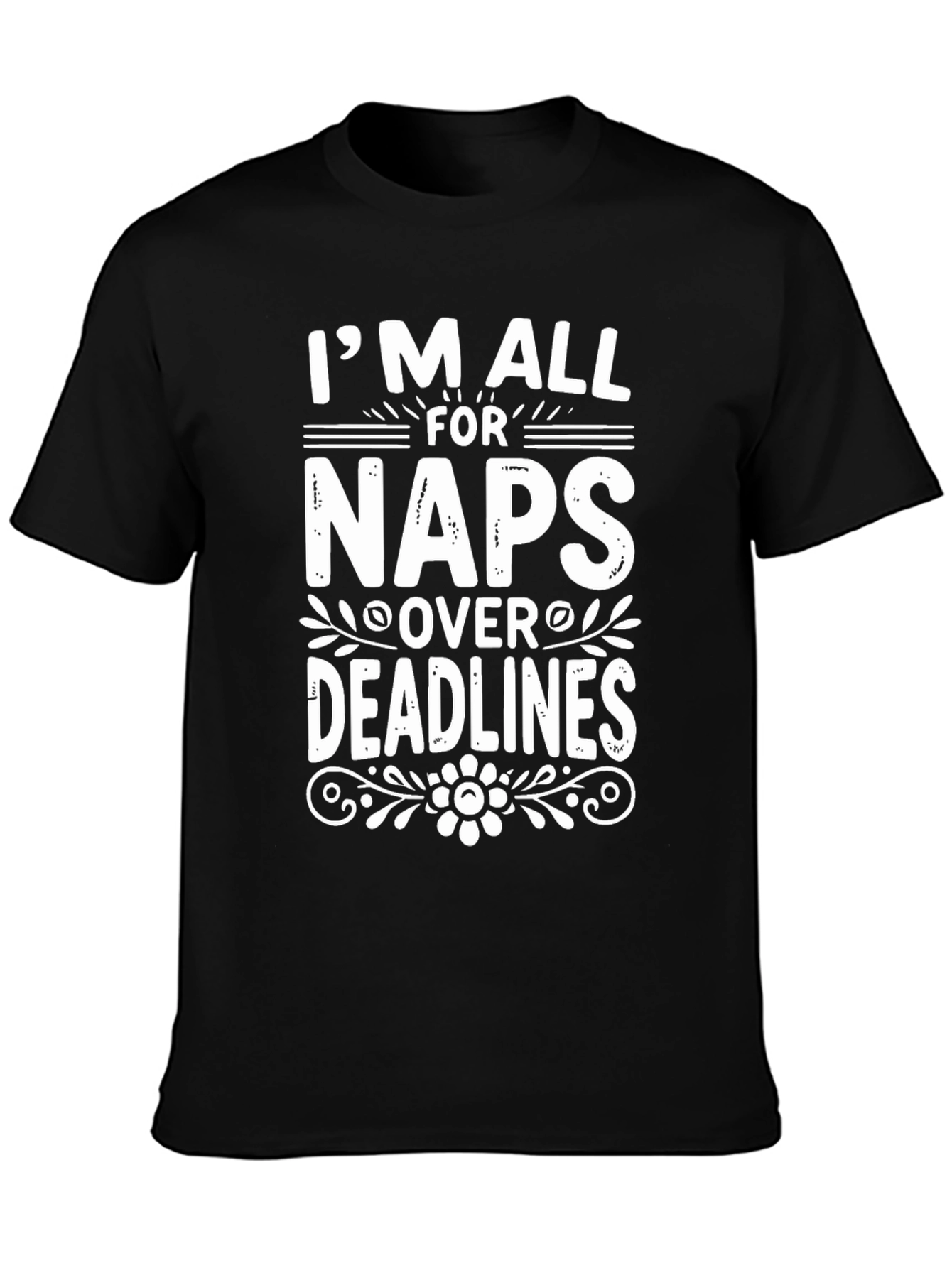 Black Funny Naps Over Deadlines Graphic T-Shirt view 3