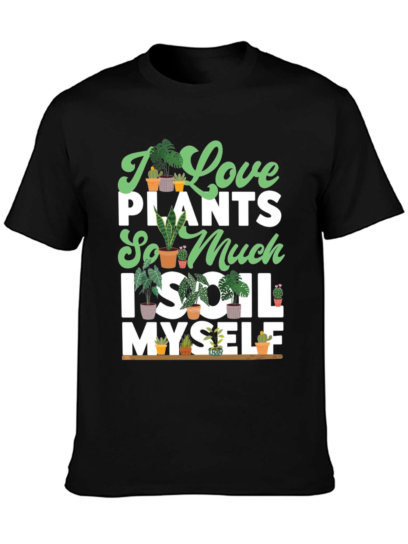 Black I Love Plants T-Shirt view 3