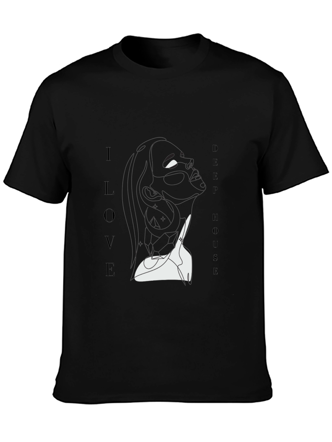 Black I Love Deep House Black Graphic Tee view 3