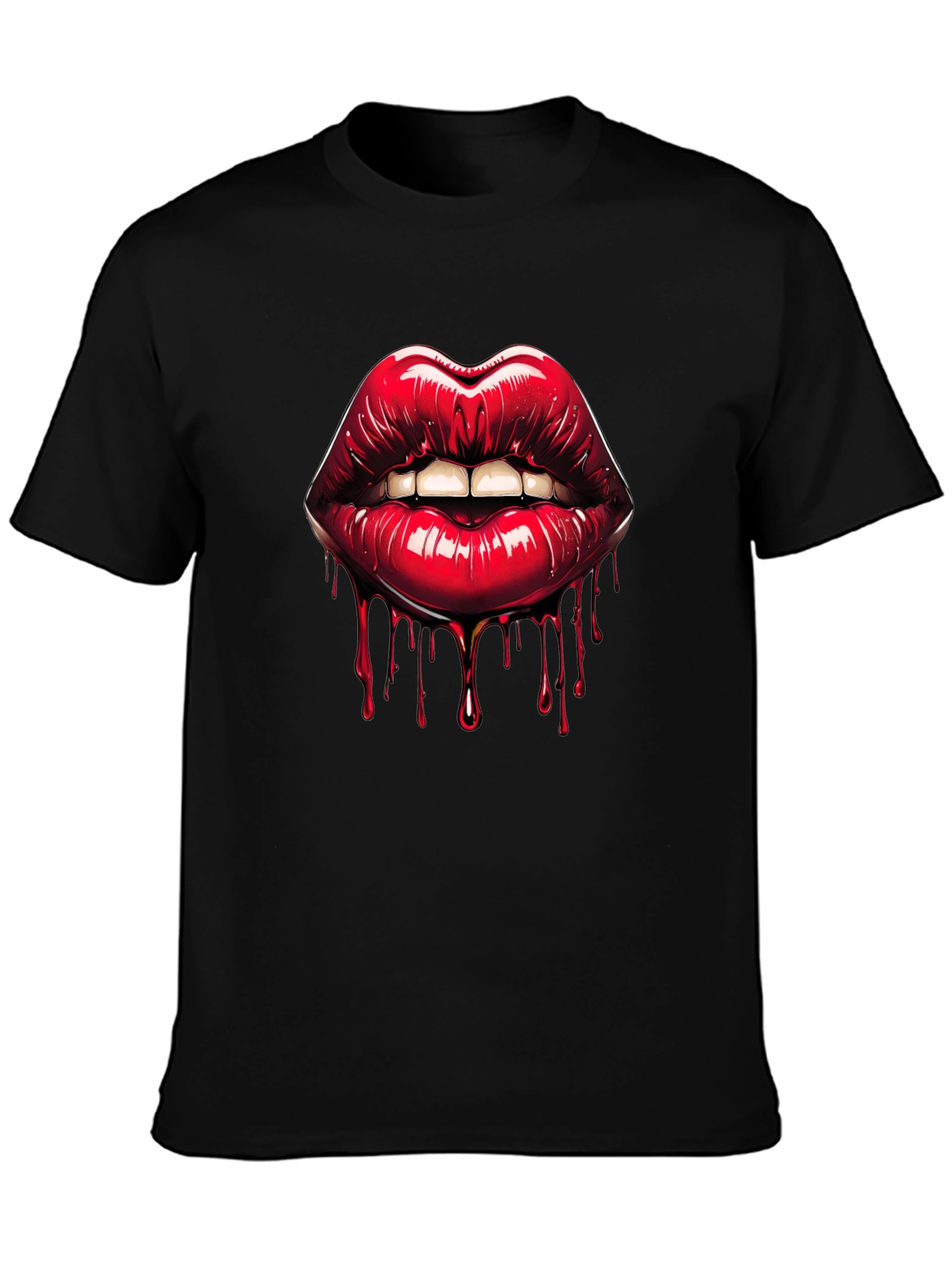 Black Bleeding Lips Graphic Tee - Bold Fashion view 3