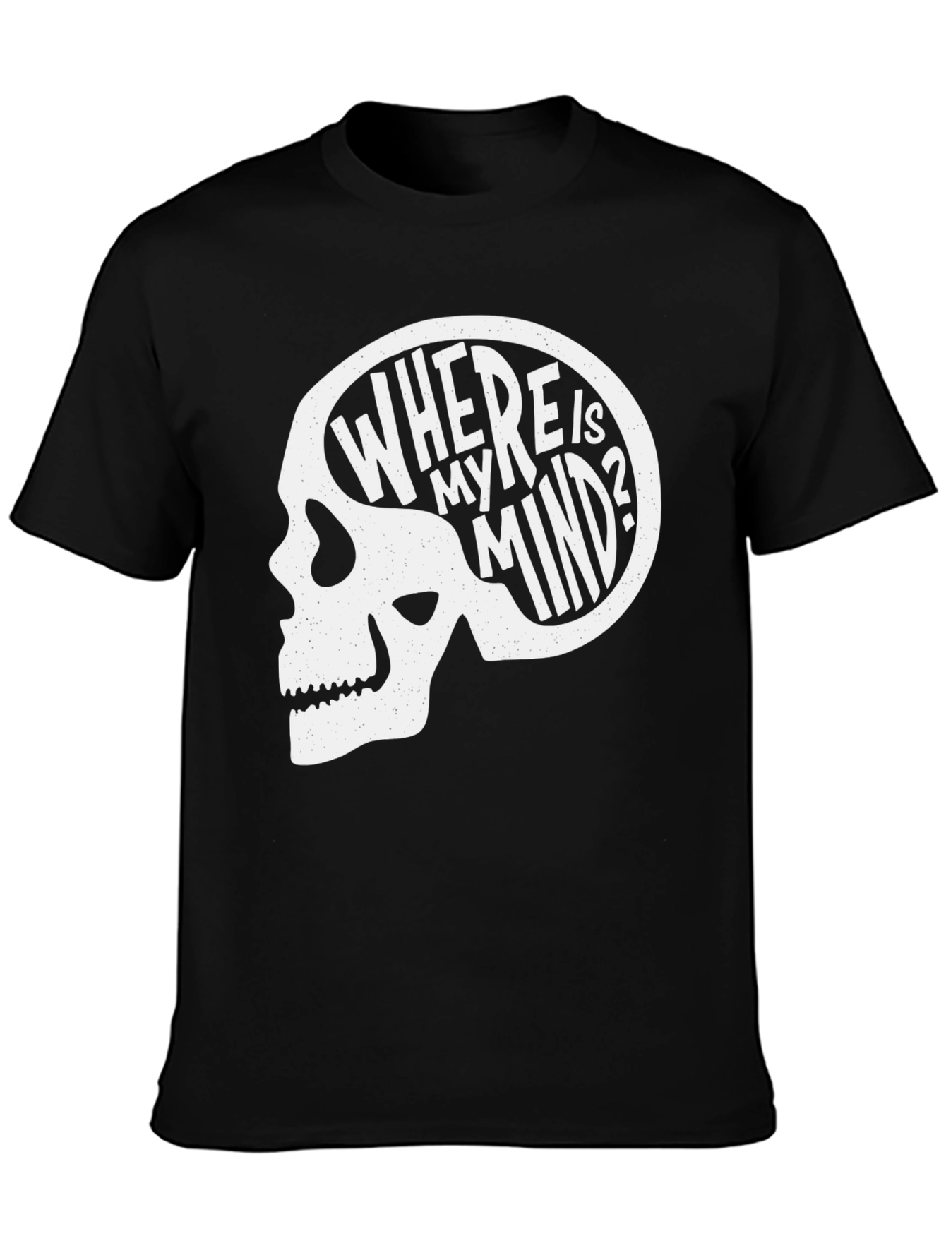 Black Where Is My Mind Skull Graphic Tee - Black view 3