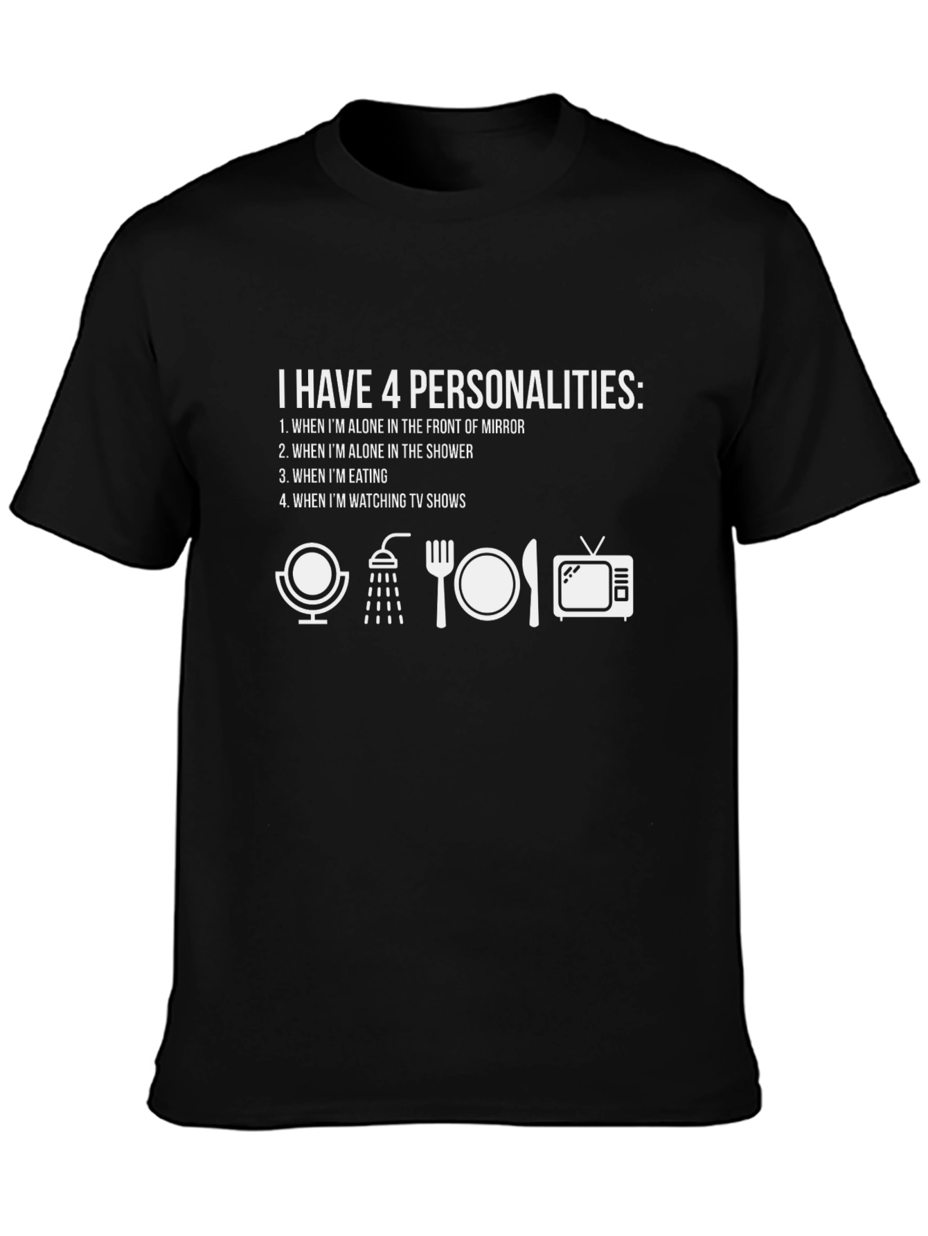 Black 4 Personalities Funny Graphic Tee - Black view 3