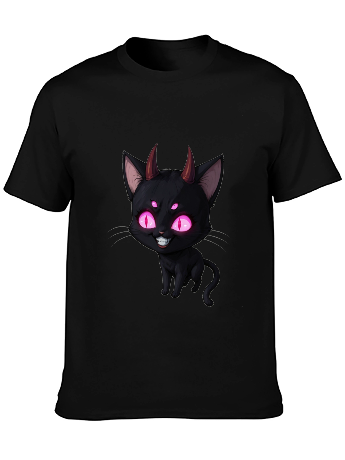 Black Devil Cat Graphic T-Shirt - Black view 3