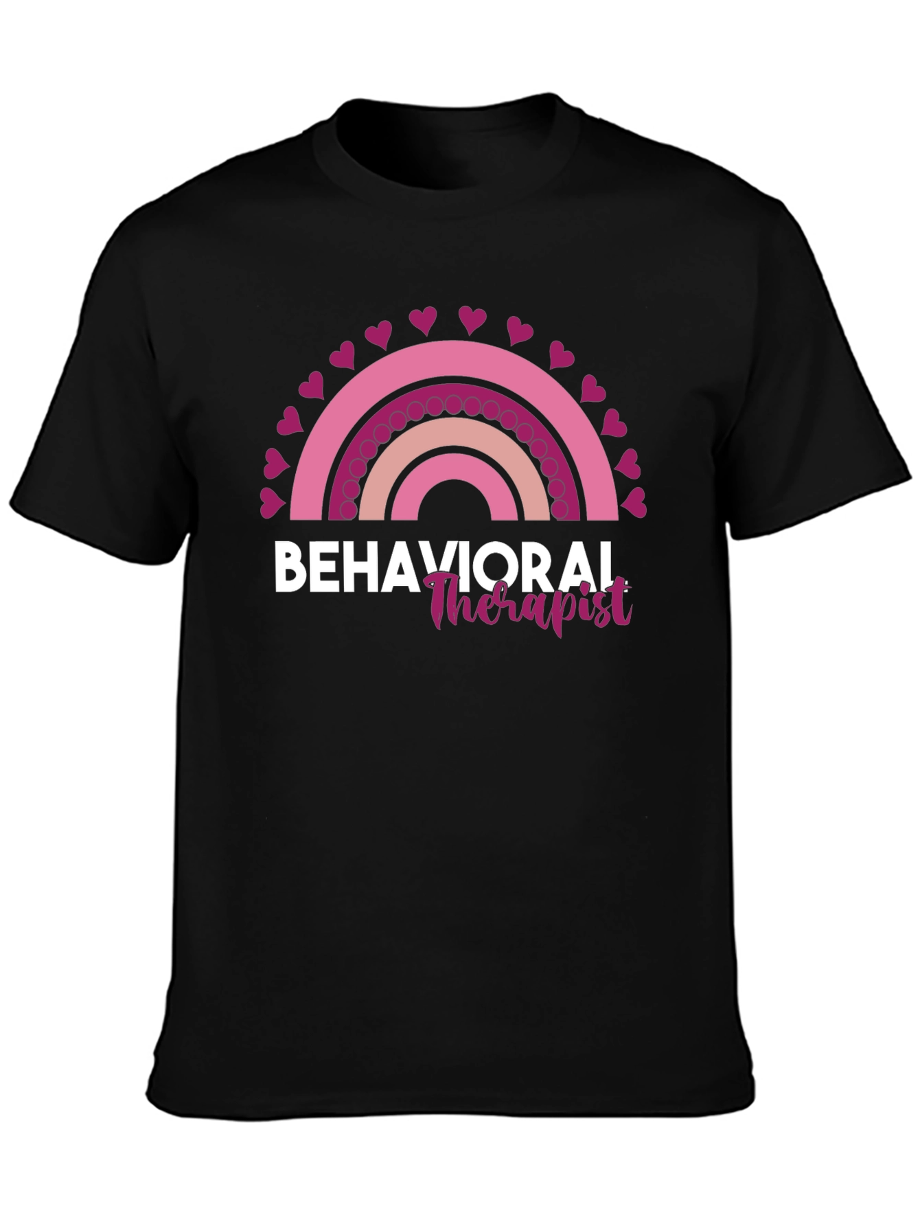 Black Behavioral Therapist Rainbow Heart T-Shirt view 3