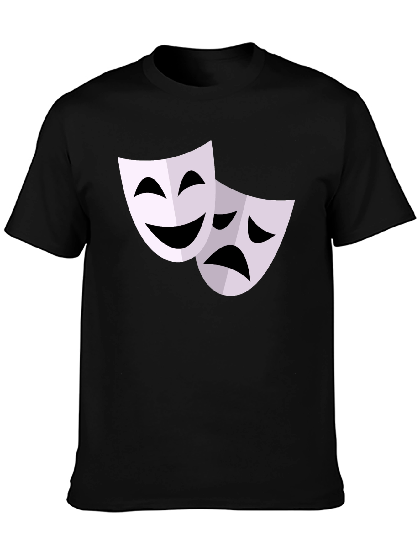 Black Comedy Tragedy Mask Graphic T-Shirt - Black view 3