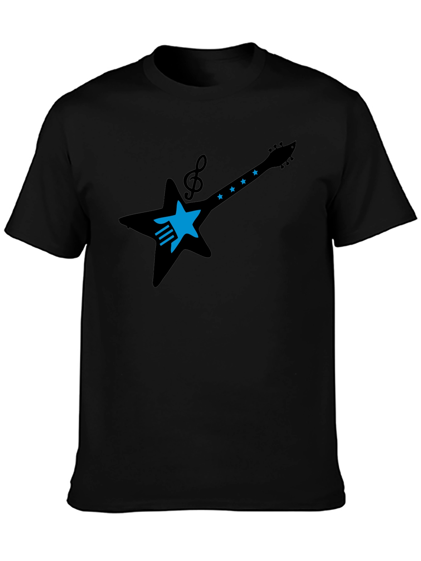 Black Rock Star Guitar Tee - Black Cotton Graphic T-Shirt view 3