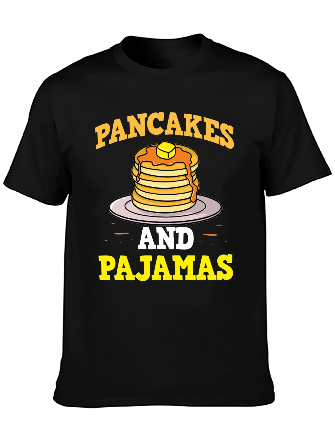 Black Pancakes & Pajamas Graphic Tee - Funny Breakfast Shirt view 3