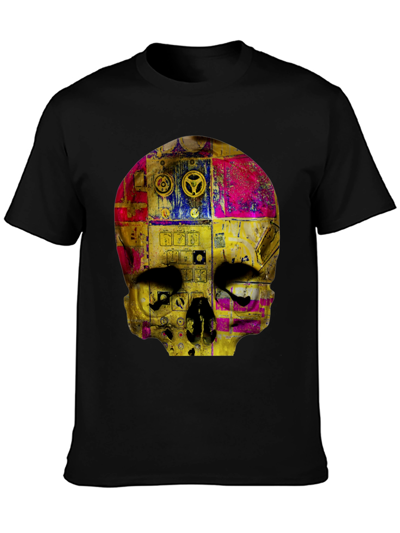 Black Skull Graphic Print Men's T-Shirt view 3