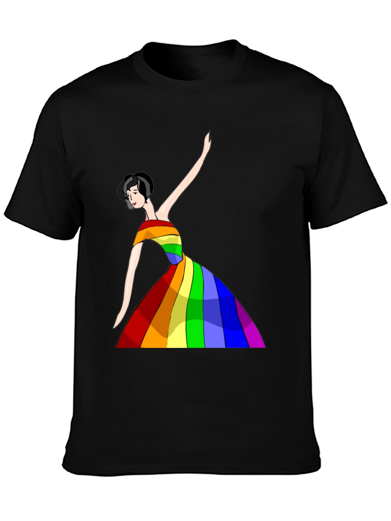 Black Rainbow Dress Woman Graphic Tee - Unisex view 3