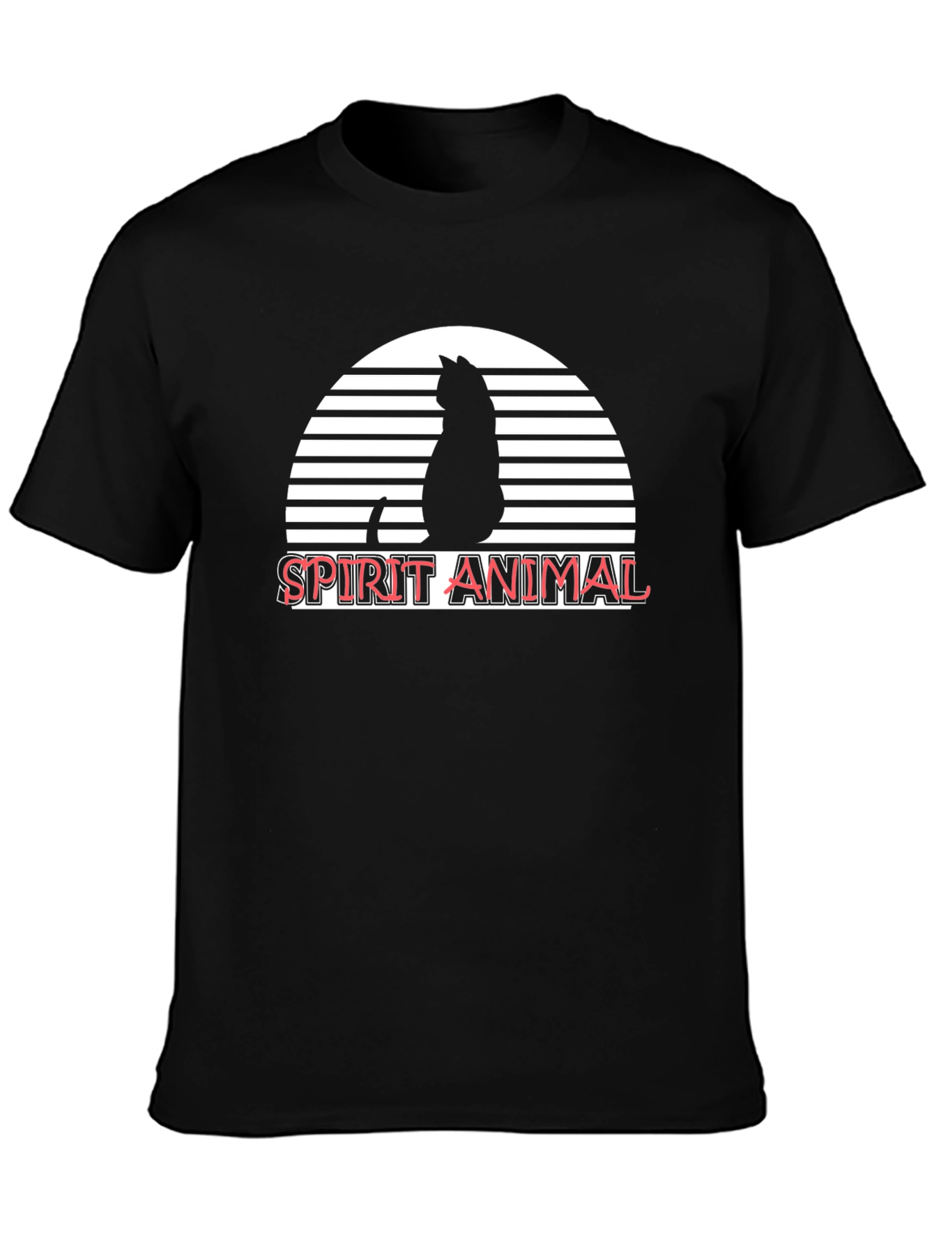 Black Spirit Animal Black Cat Sunset Graphic Tee view 3