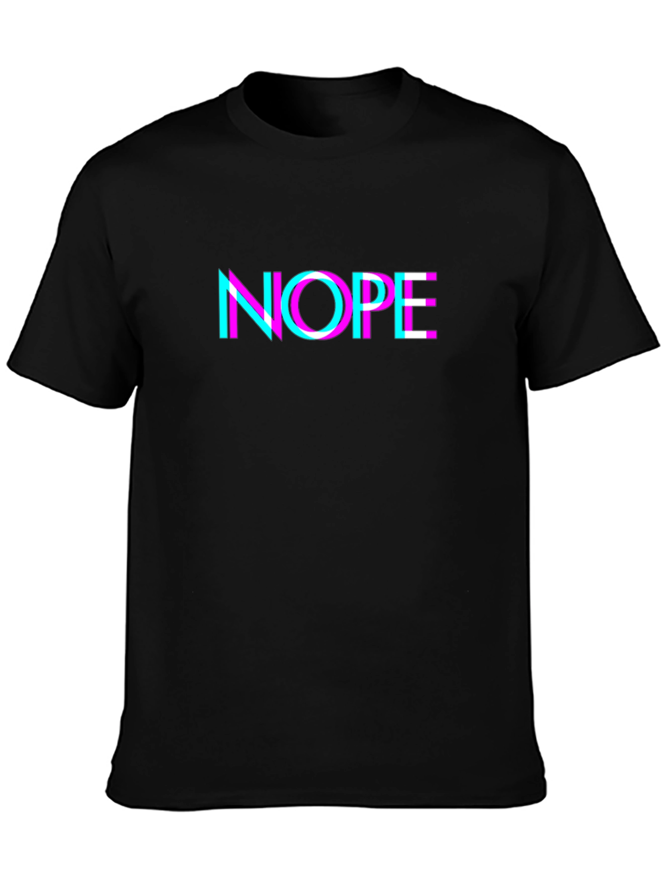 Black Nope Glitch Graphic Tee - Bold Statement Shirt view 3