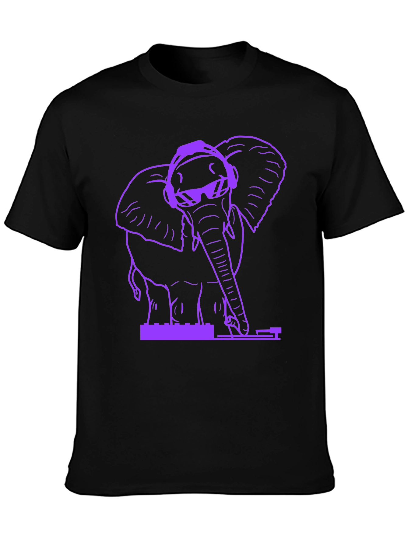 Black DJ Elephant Graphic T-Shirt - Black view 3