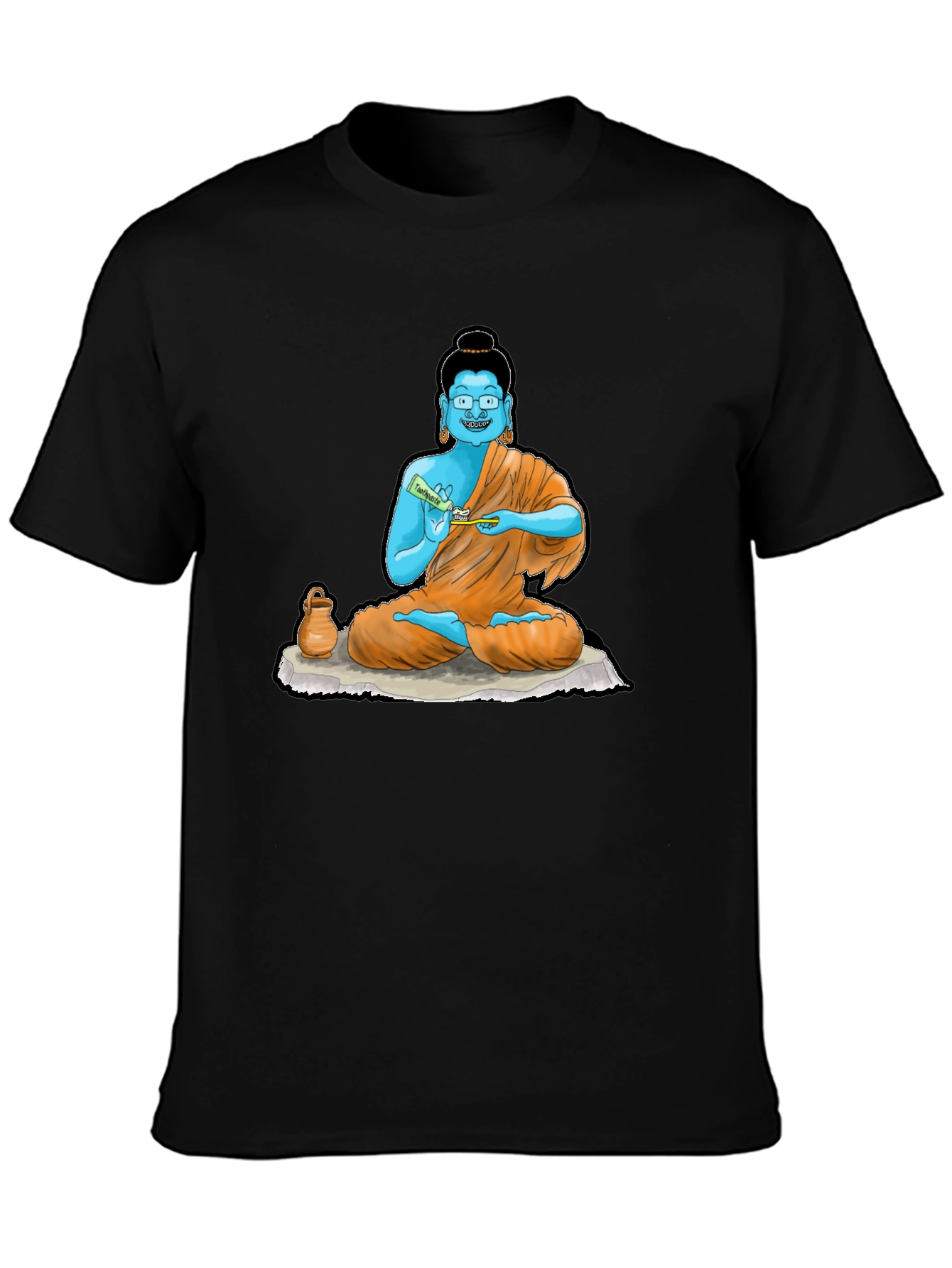 Black Buddha Toothpaste Graphic Tee - Unique Design view 3
