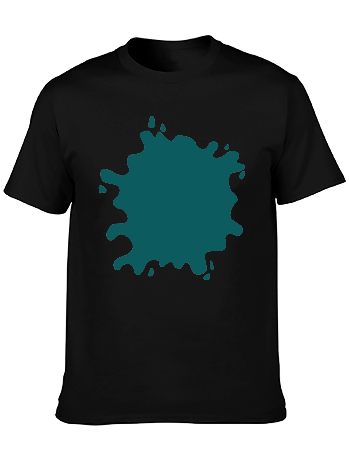 Black Bold Teal Splatter Black T-Shirt - Unique Design view 3
