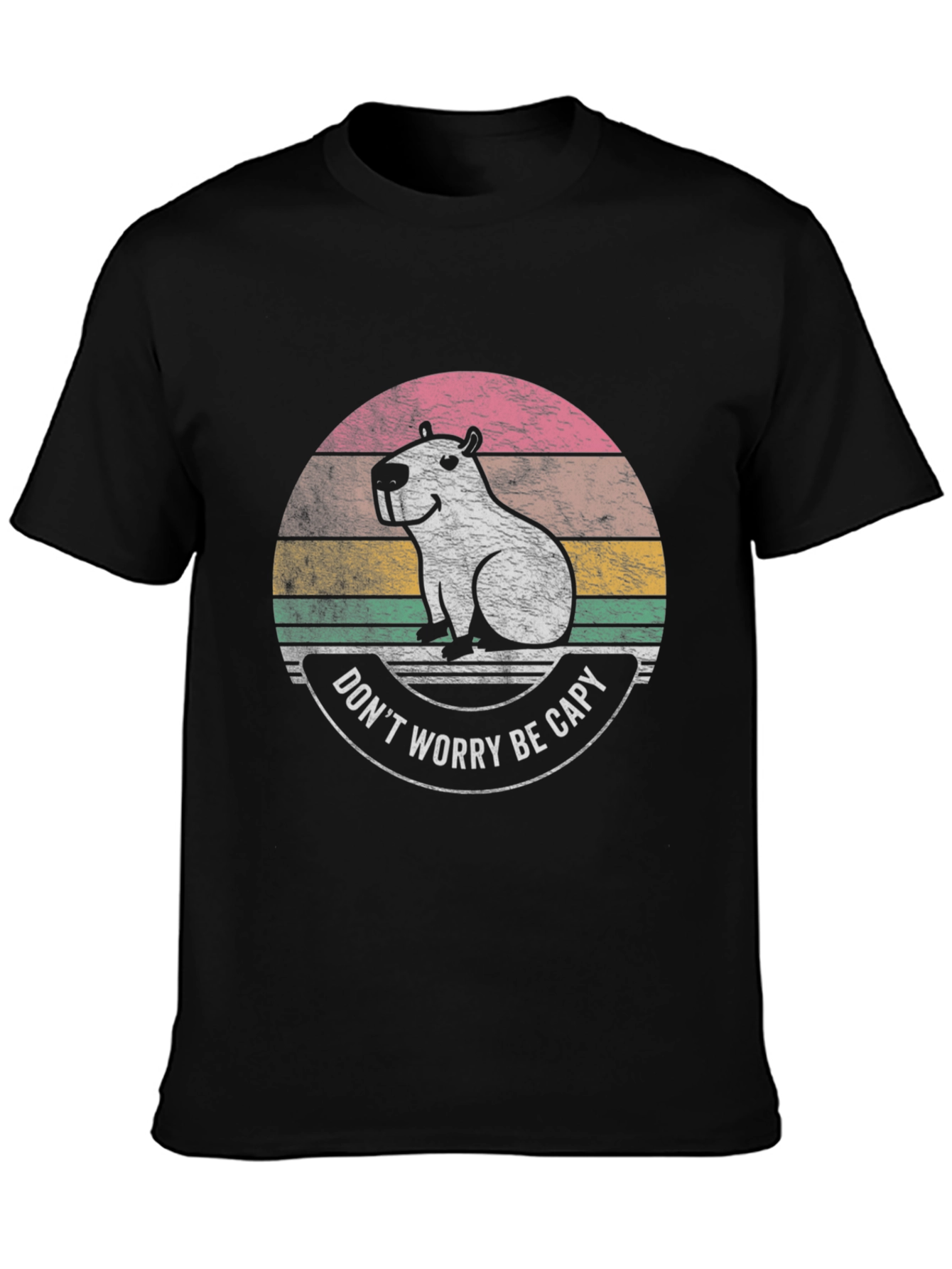 Black Don't Worry Be Capy Black T-Shirt view 3