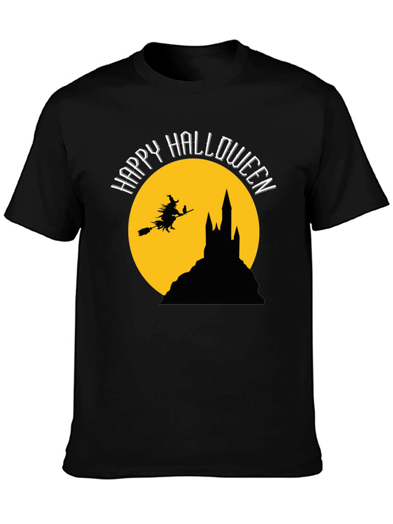 Black Happy Halloween Witch T-Shirt view 3