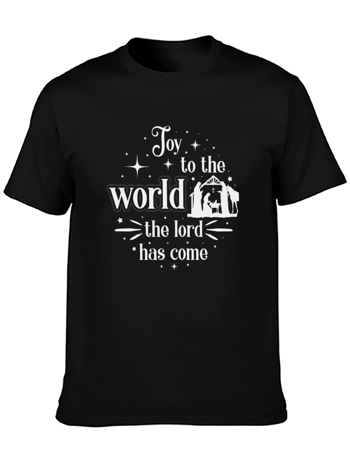 Black Joy to the World Holiday T-Shirt view 3