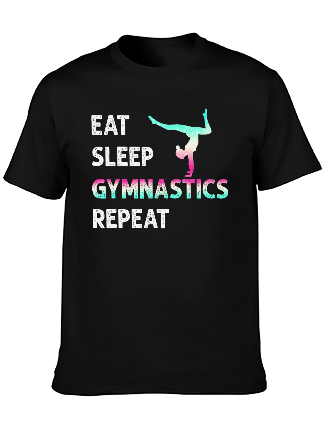 Black Eat Sleep Gymnastics Repeat T-Shirt view 3