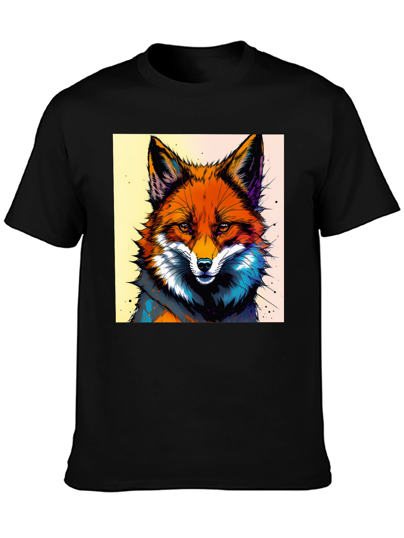 Black Artistic Fox Graphic Tee - Stylish & Unique view 3