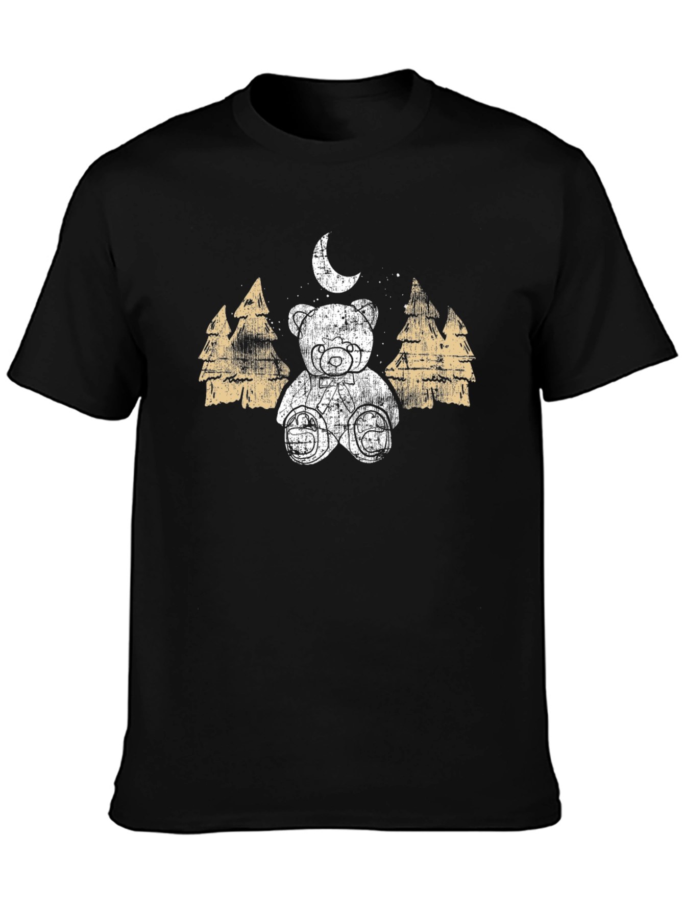 Black Teddy Bear Moon Graphic T-Shirt view 3