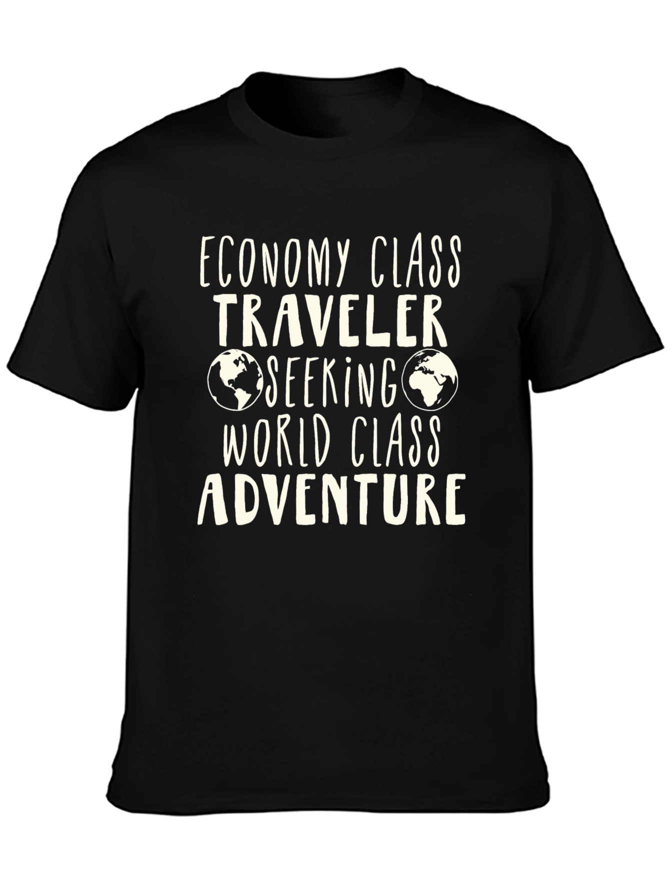 Black Economy Class Traveler T-Shirt - World Adventure view 3