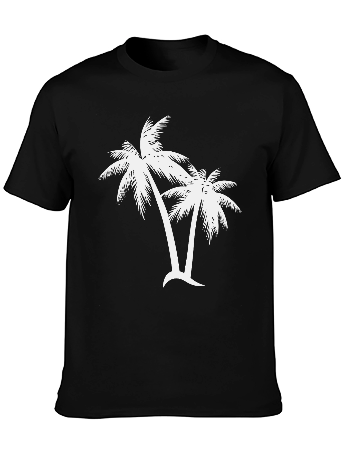 Black Palm Tree Graphic Tee - Black Cotton T-Shirt view 3