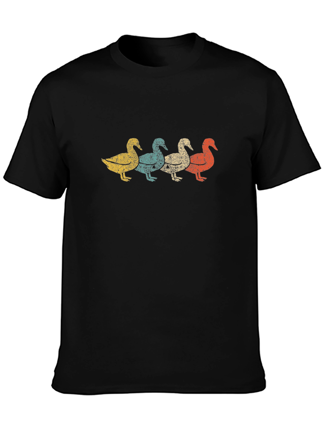 Black Retro Duck Row Graphic Tee - Classic Black T-Shirt view 3