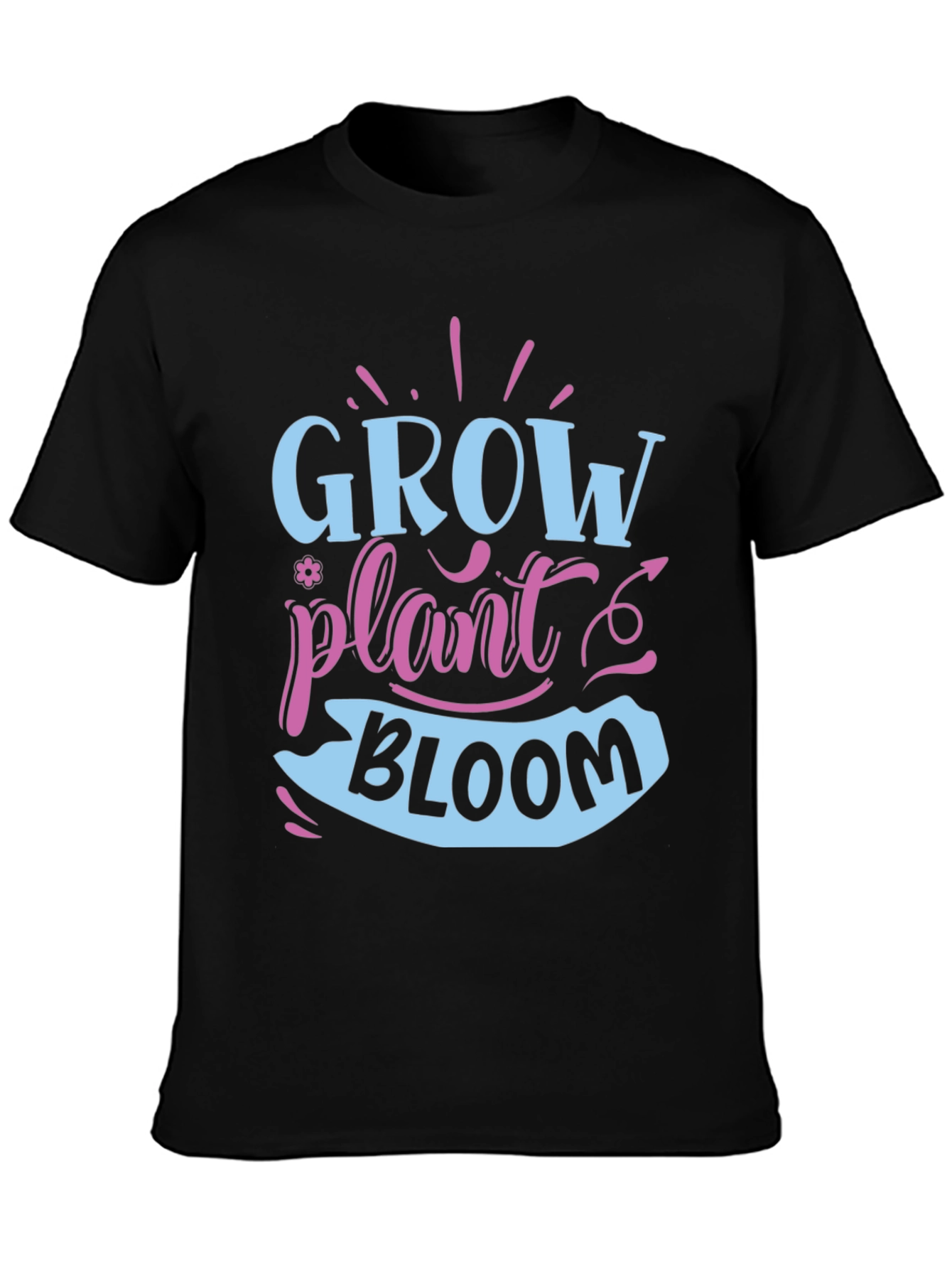 Black Grow Plant Bloom T-Shirt - Gardening Shirt view 3