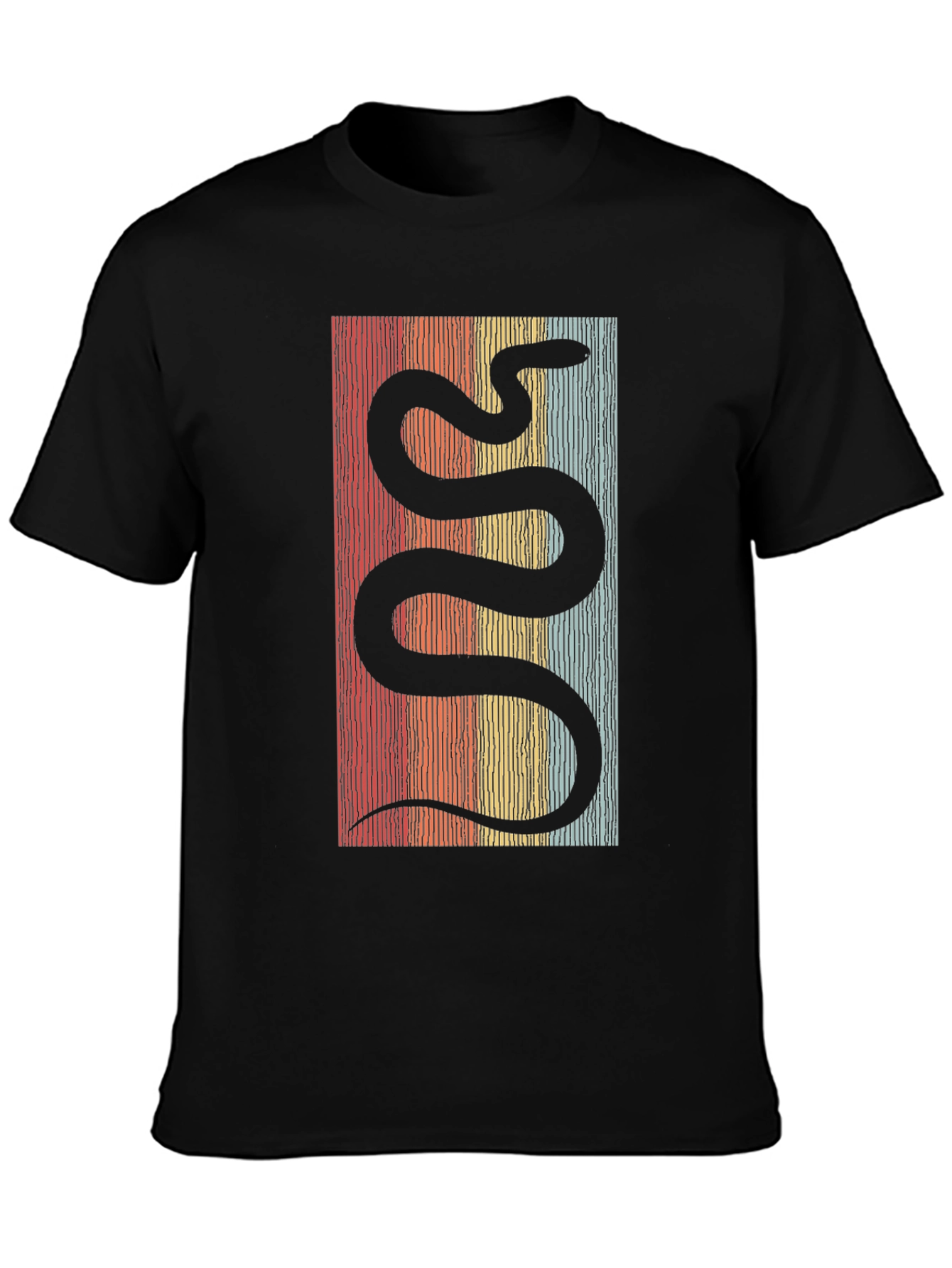 Black Retro Snake Graphic Tee - Cool Vintage Style view 3