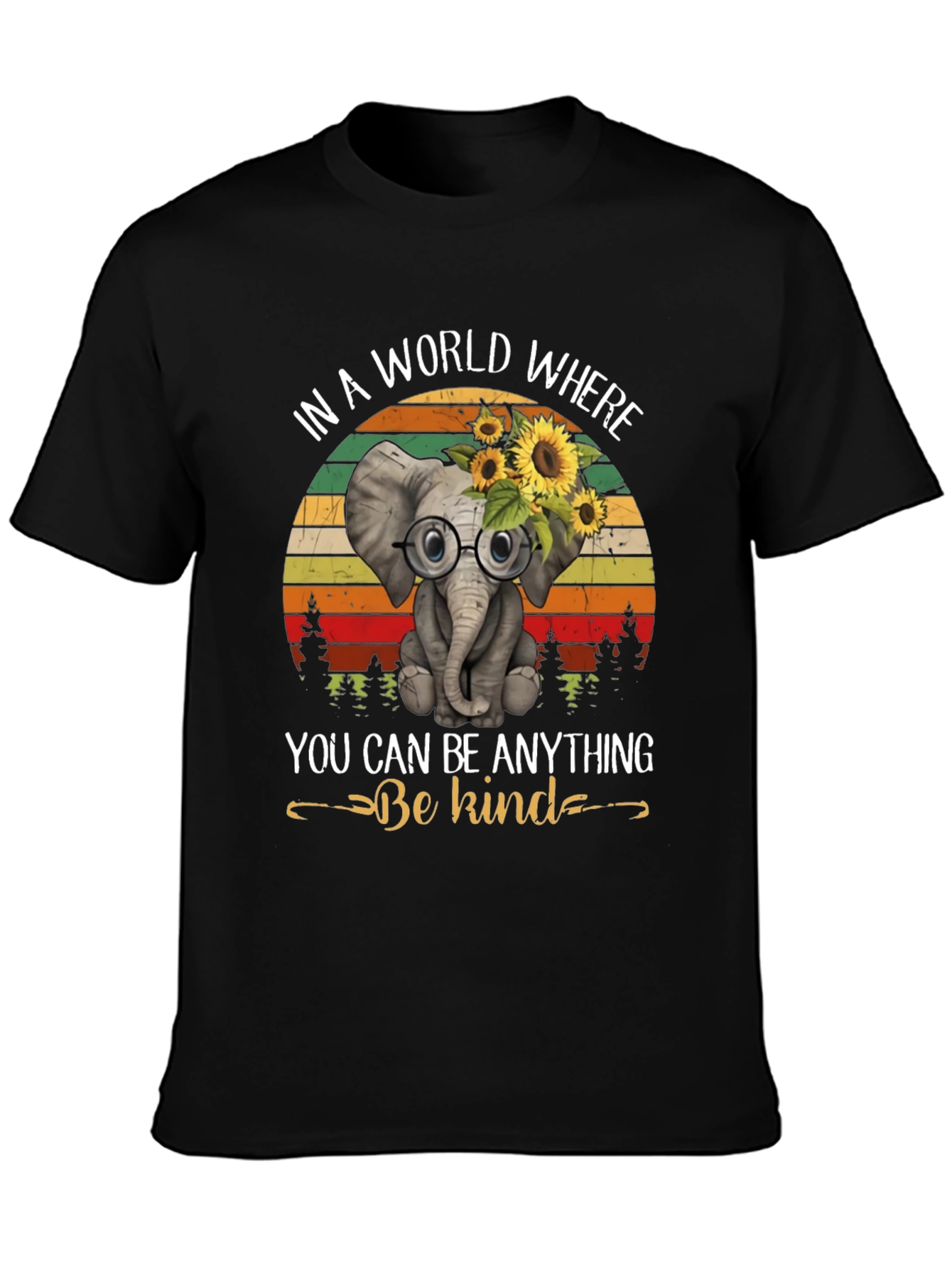 Black Be Kind Elephant T-Shirt: World Where You Can Be Anything view 3