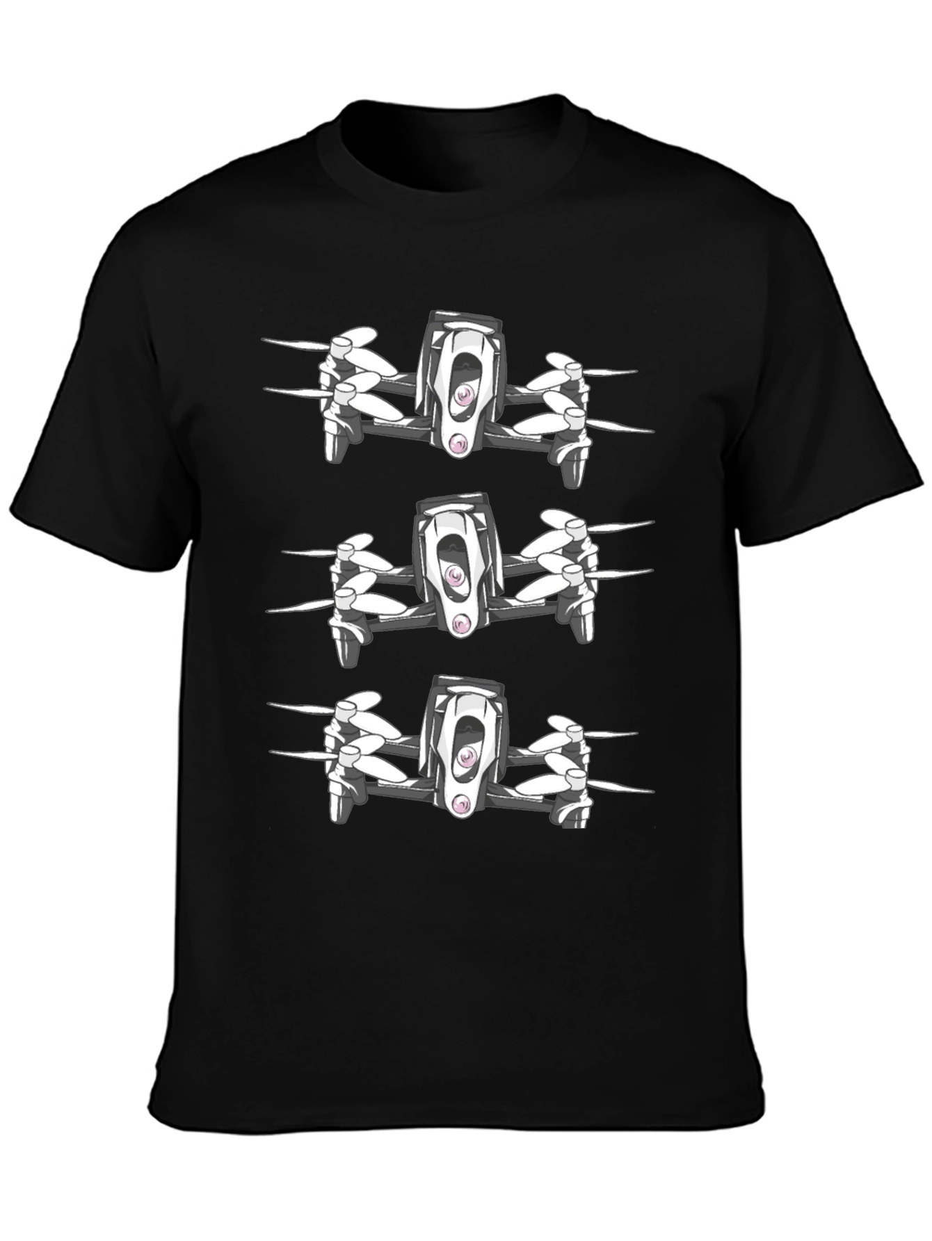 Black Drone Graphic Tee - Black Cotton Blend T-Shirt view 3