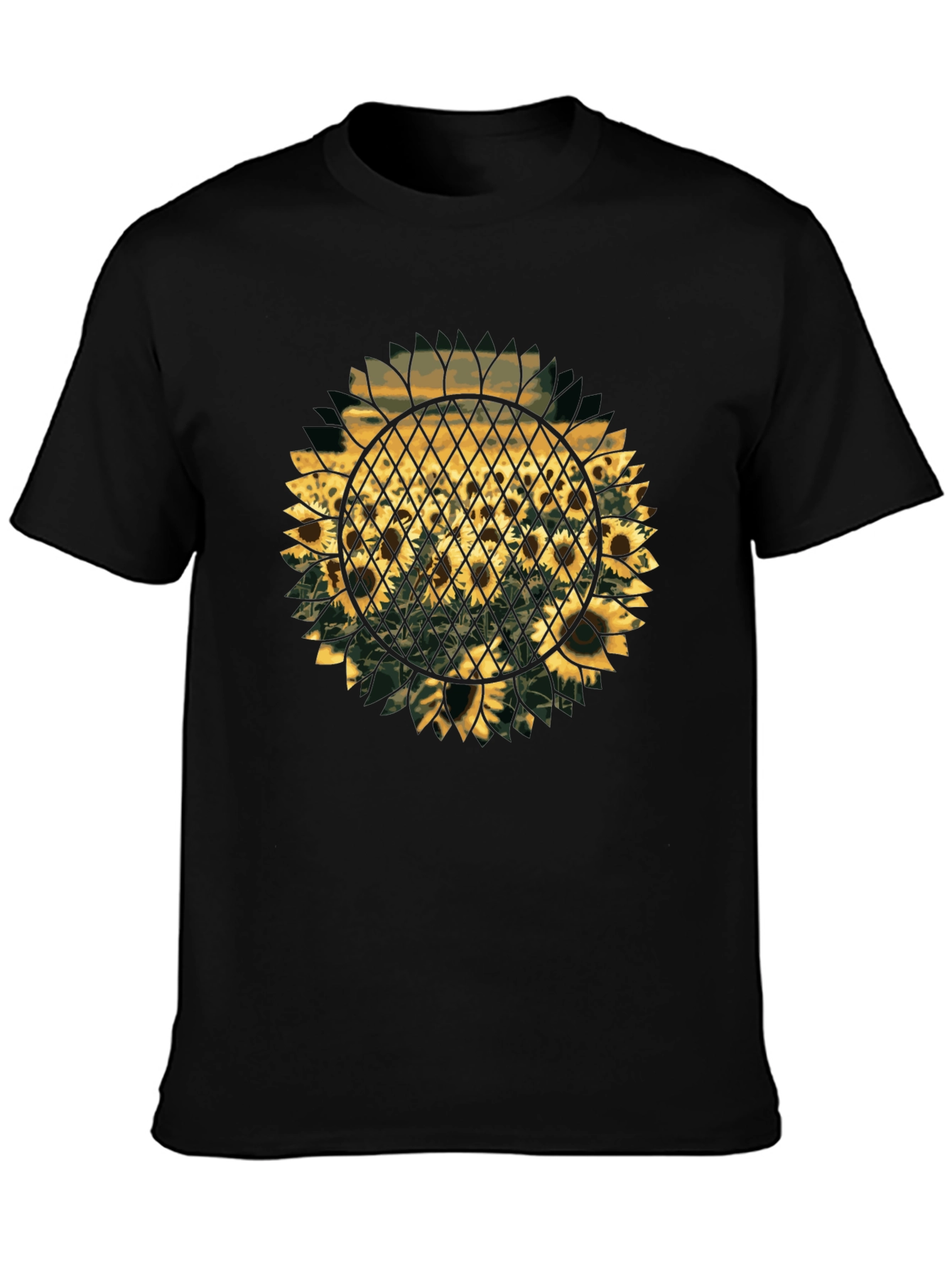 Black Sunflower Graphic Print T-Shirt - Black view 3